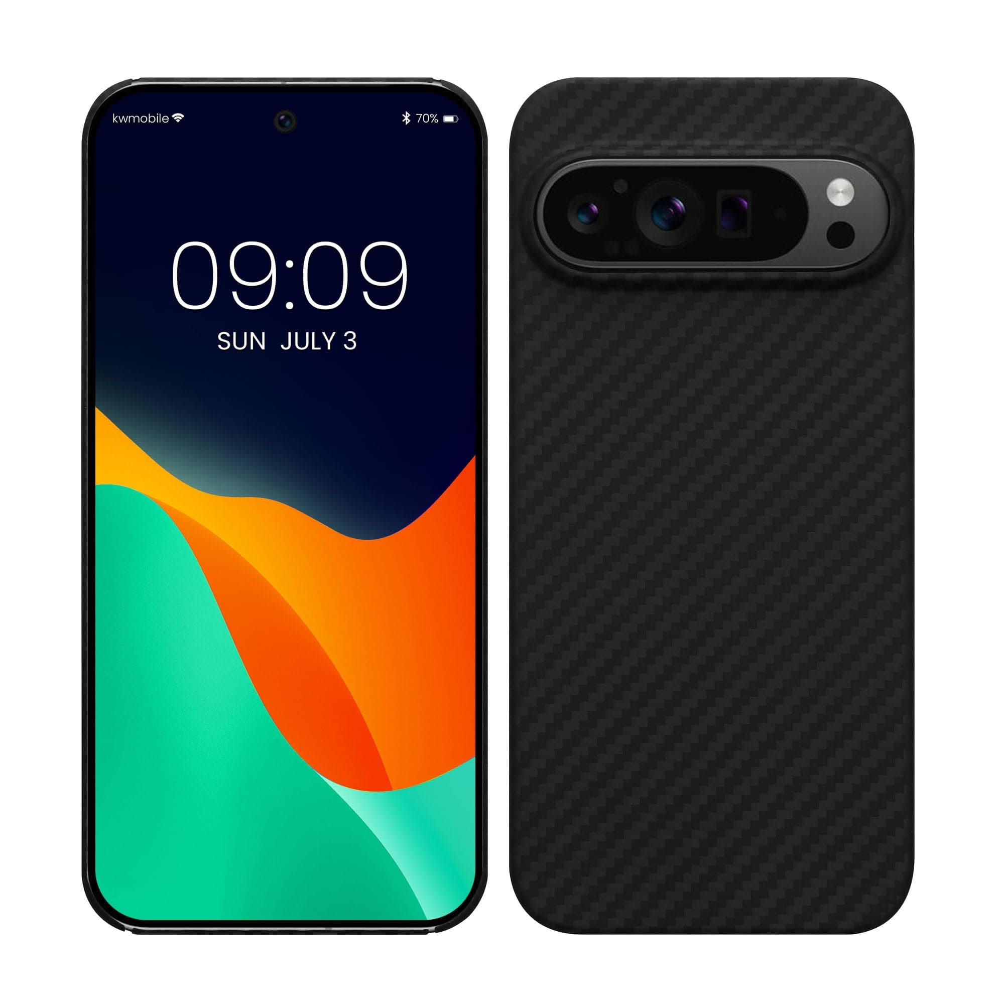 kalibri Aramid Fiber Case Compatible with Google Pixel 9 Pro - Case Super Slim Strong Protective Phone Cover - Black Matte