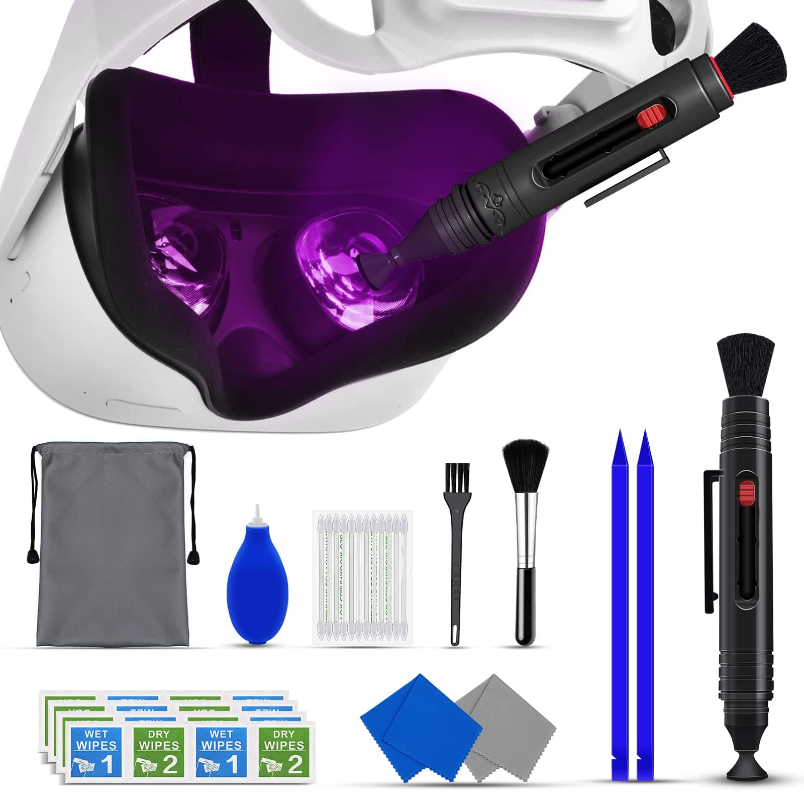 VR Headset Cleaning Kit, VR Lens Cleaning Pen for Oculus, Lens Pen Cleaning Kit for Hololens 2/Xbox One/Xbox 360/PS4