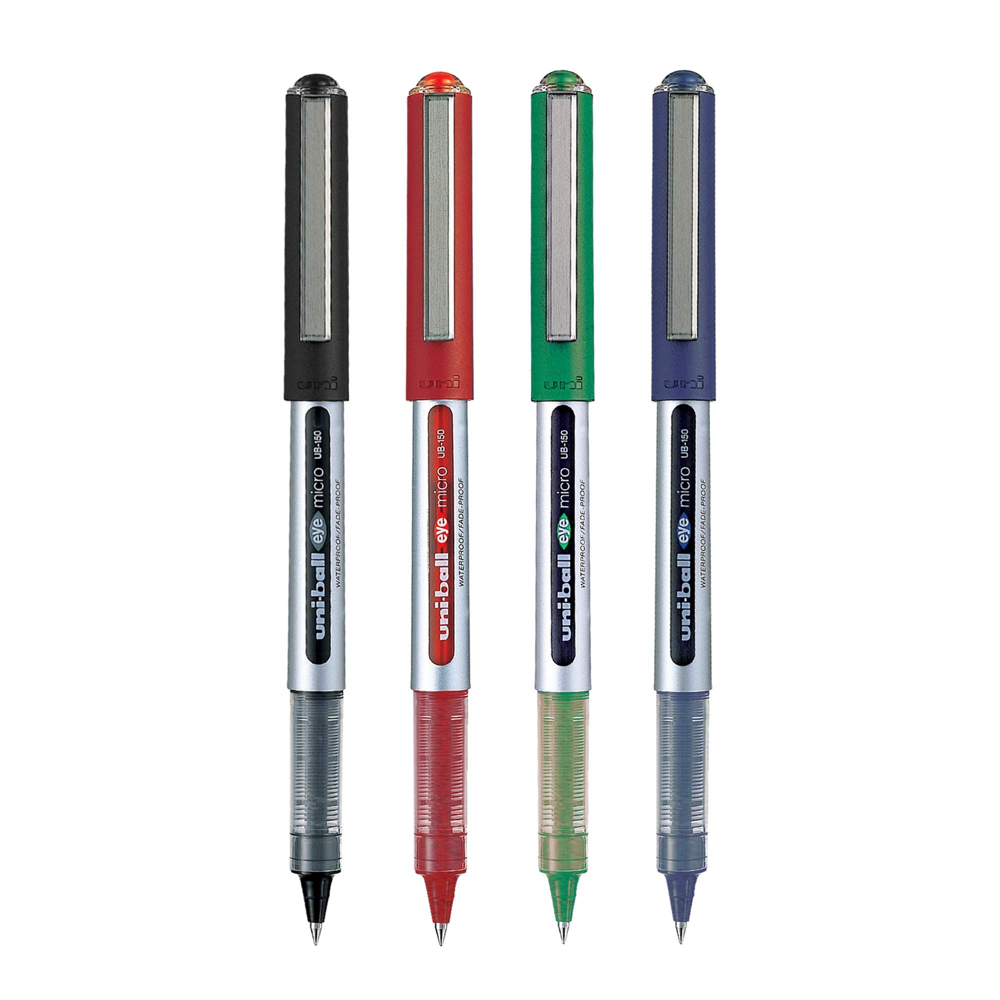 Eye UB150 0.5mm Roller Ball Pen | Blue, Black, Red & Green Ink, Pack of 4