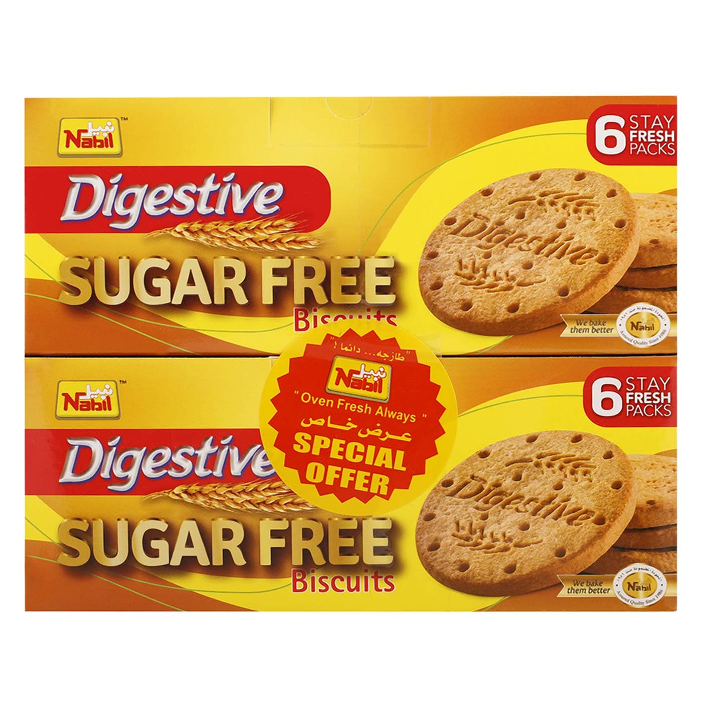 Nabil Digestive Sugar Free Biscuit, 2 X 250 gm