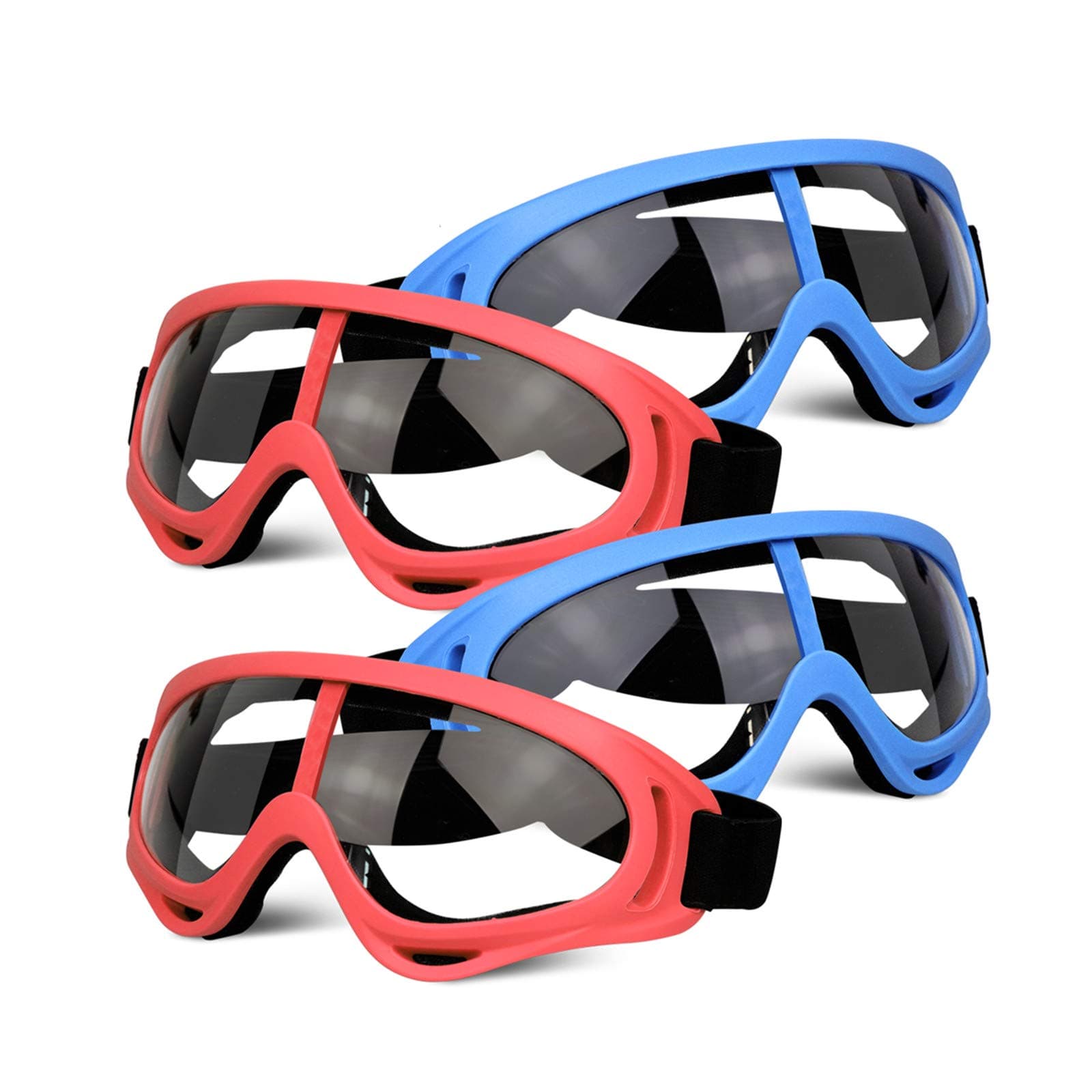 Kitoyz 4 Pack Protective Glasses Safety Goggles Eye Shield, Face Glasses for Kids Eye Protection Goggles Compatible with Nerf Guns Foam Blaster Guns Game (Blue & Red)