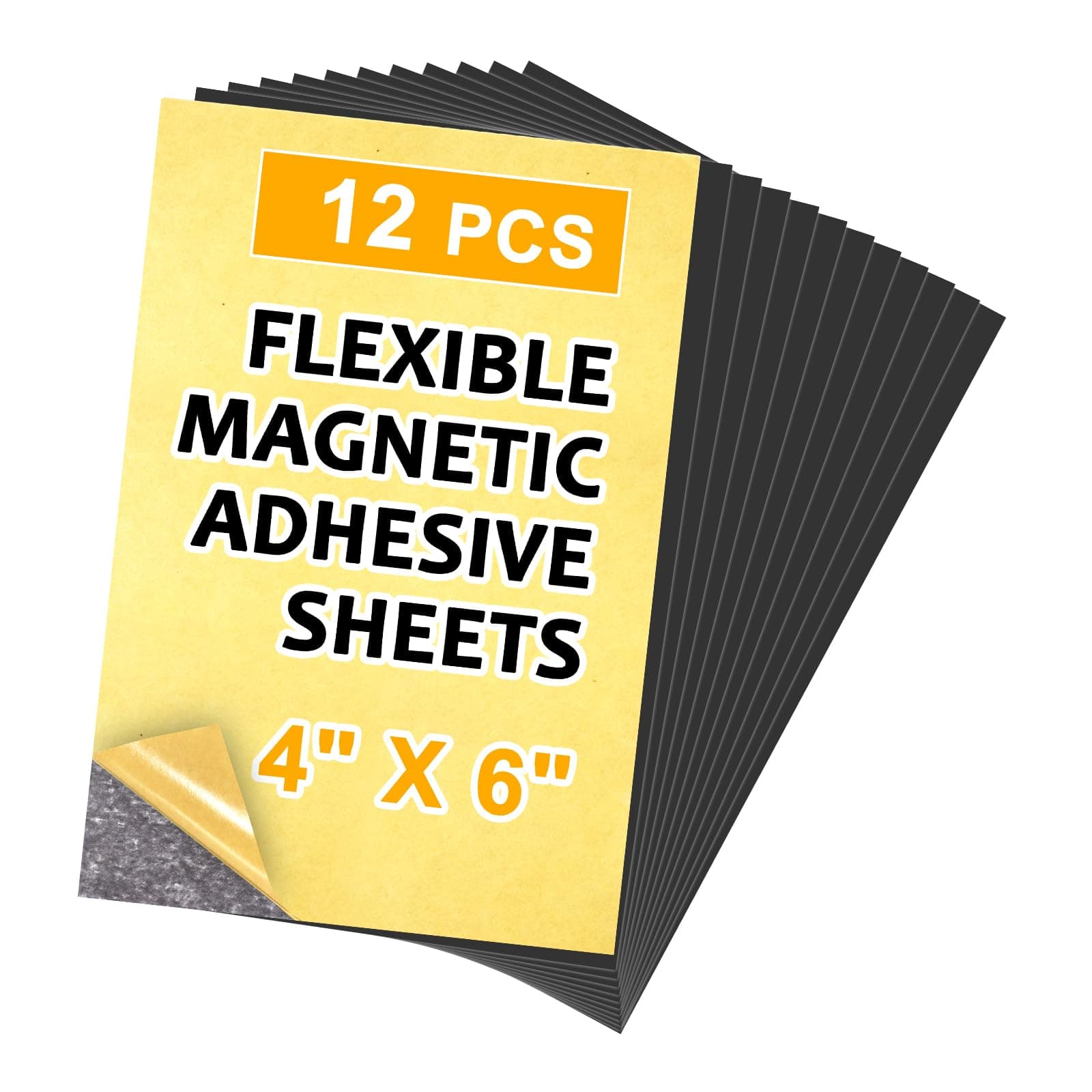 Magnetic Adhesive Sheets,4" x 6",12 Pack,Easy-to-Use Magnetic Paper with Adhesive Backing for Photos & Postcards