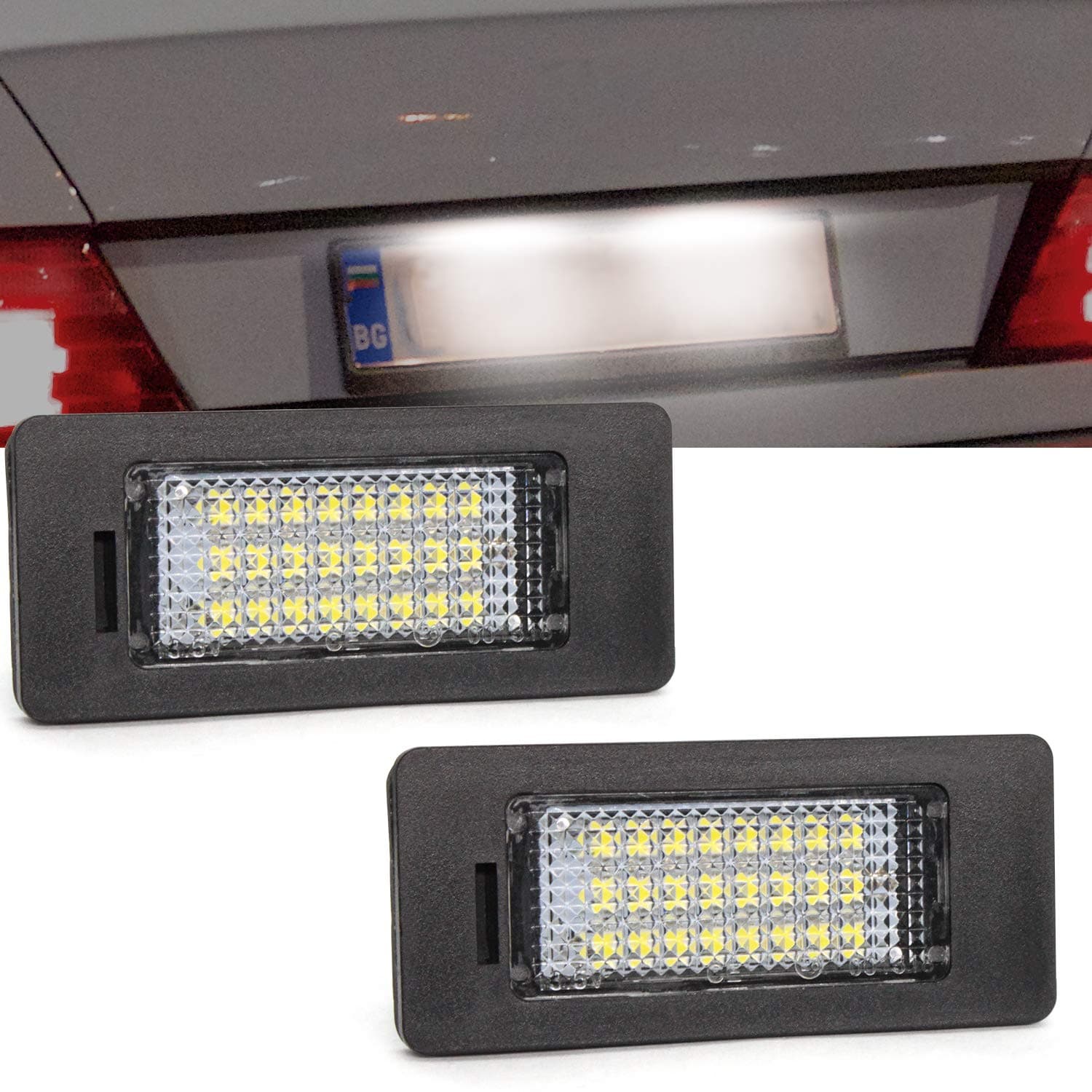 LED License Plate Lights 24-SMD LED License Number Plate Light Rear Lamp With CANBUS Free Error Waterproof 12V 6000K Xenon White Fit For A-U-D-I A1 A4 A7 RS5 A6 A7 2pcs