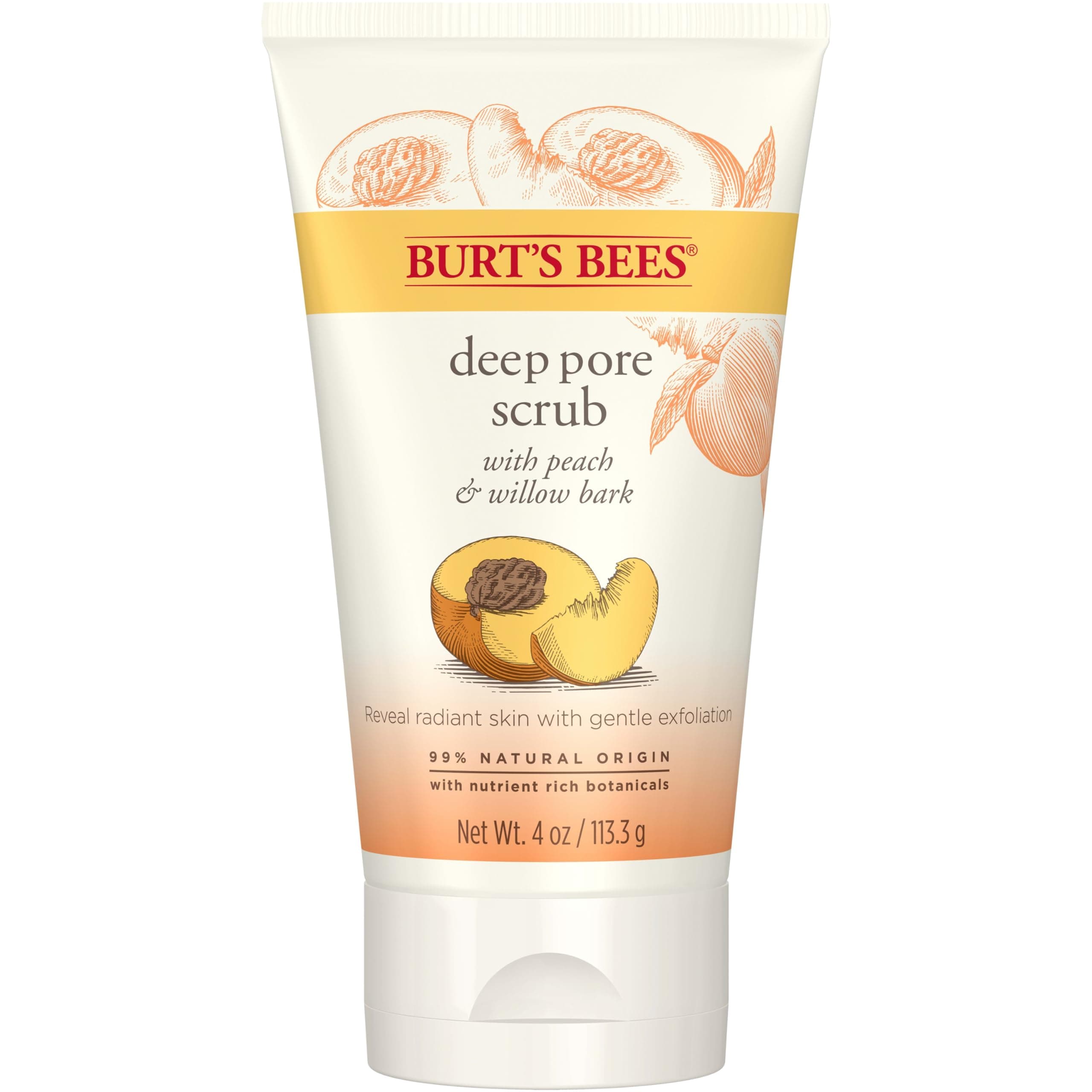 Burt's Bees Deep Pore Scrub Peach & Willowbark 4 oz
