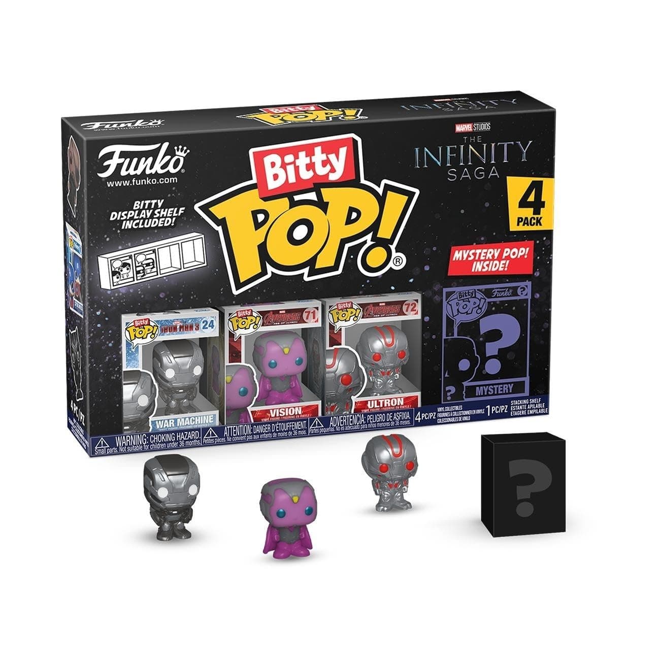 Funko Bitty Pop! Marvel - Iron Manand A Surprise Mystery Mini Figure - 0.9 Inch (2.2 Cm) - Marvel Comics Collectable - Stackable Display Shelf Included - Gift Idea - Party Bags Stocking