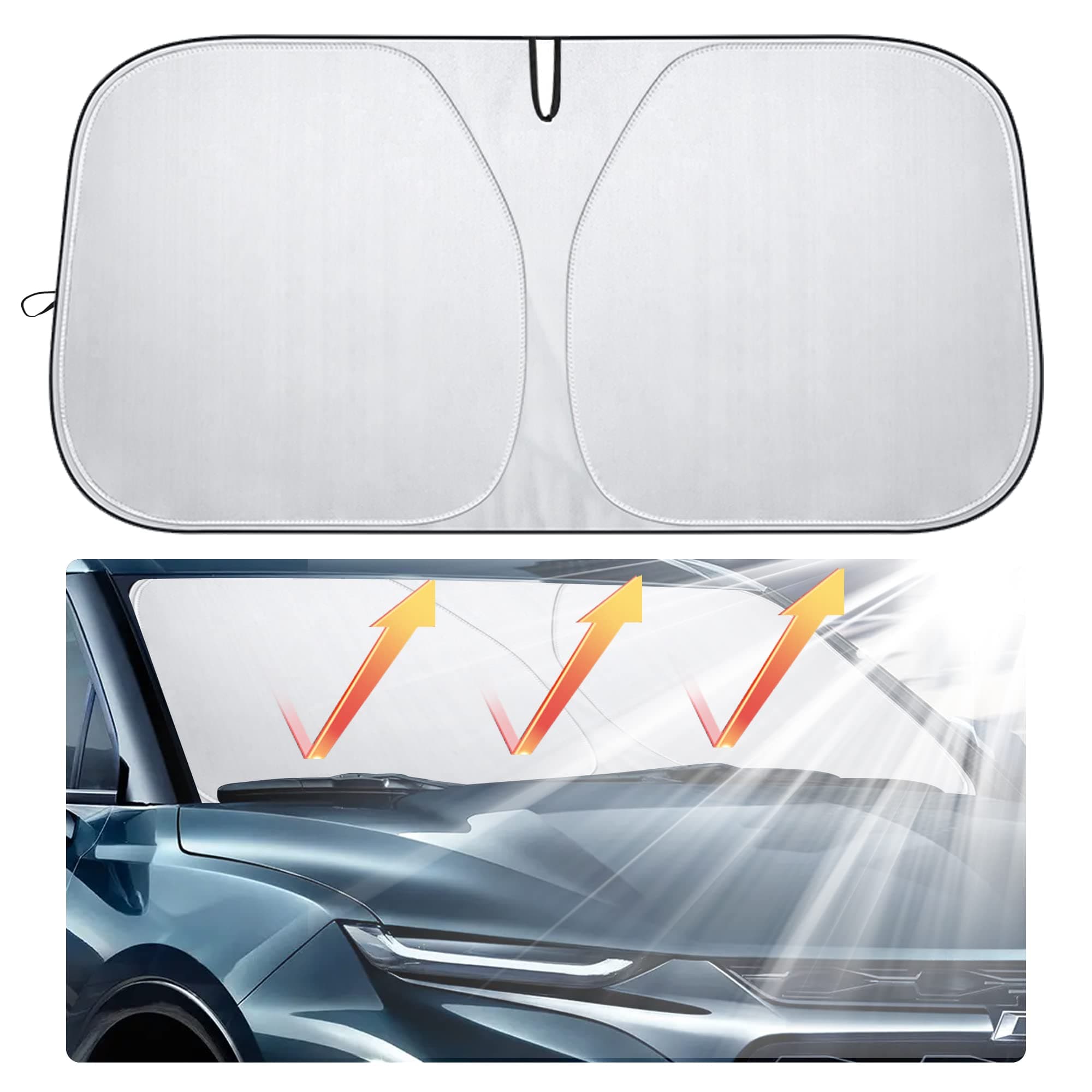 Windshield Sun Shade,Car Windshield Sunshade for Most SUV Turck - Best Heat Shield Reflector Cover - Blocks Heat and Sun,Foldable Sun Shield Keeps Your Vehicle Cool (Large=59 x 31.5 inches)