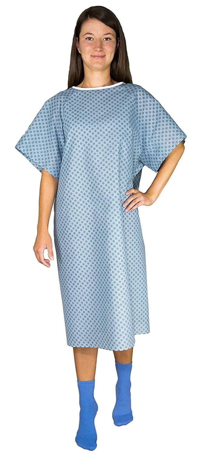 Hospital Gown Back Tie - Blue 72 Pack