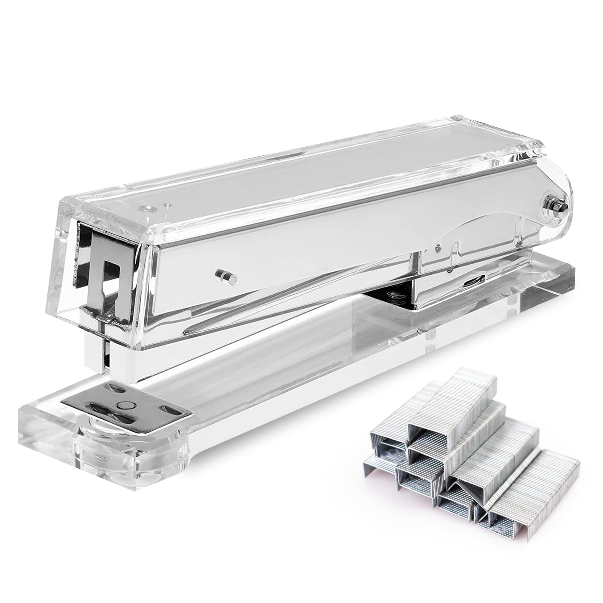 Acrylic Stapler – Aesthetic & Durable Silver Desk Staple for Modern Office – Stylish & Compact Office Supplies for Women & Men