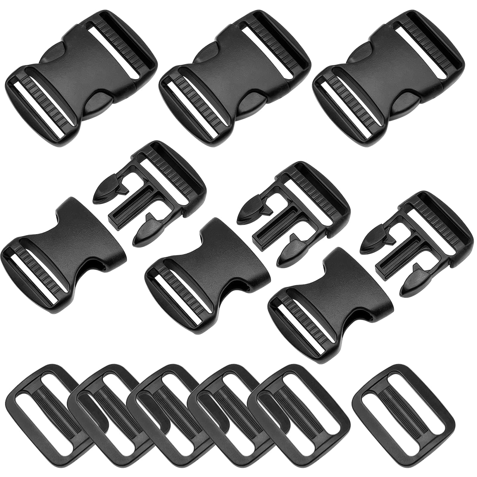 Buckles Clips Rucksack Clips Tri-Glide Slides Side Release Buckles Replacement Buckles Clip for Backpack Repairing, Luggage Fastening Strap Pet Collar
