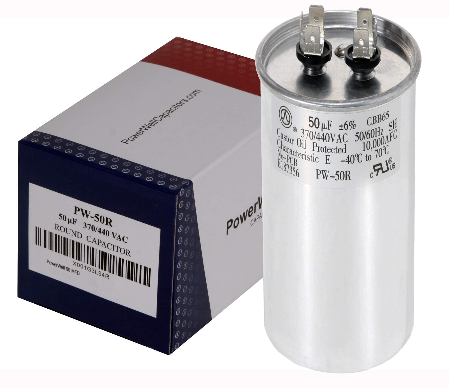 50 MFD uf Motor Run Round Capacitor 370 V VAC or 440 Volt 50 Micro Farad PW-50/R - Guaranteed to Last 5 Years