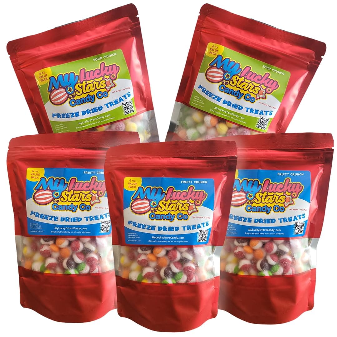 Freeze Dried Candy Variety Pack, Makes a Great Gift for Kids and Adults, 30 oz Value Pack in Resealable Bags, Fruity & Sour Flavor Mix (5 Bags)