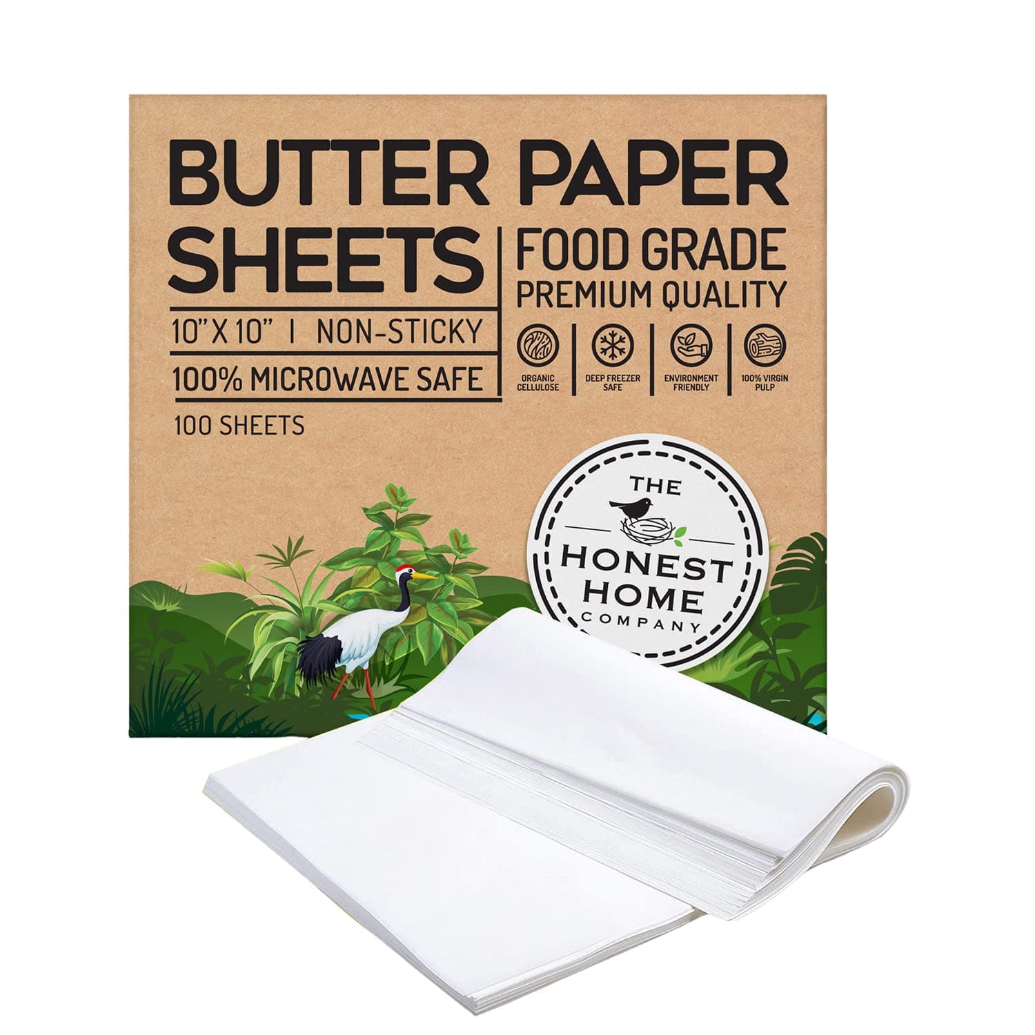Butter Paper-100 Sheets | White Precut Sheet for Cooking & Baking, Reusable Can be Used as Parchment Paper for Oven, 10 X 10 Inch