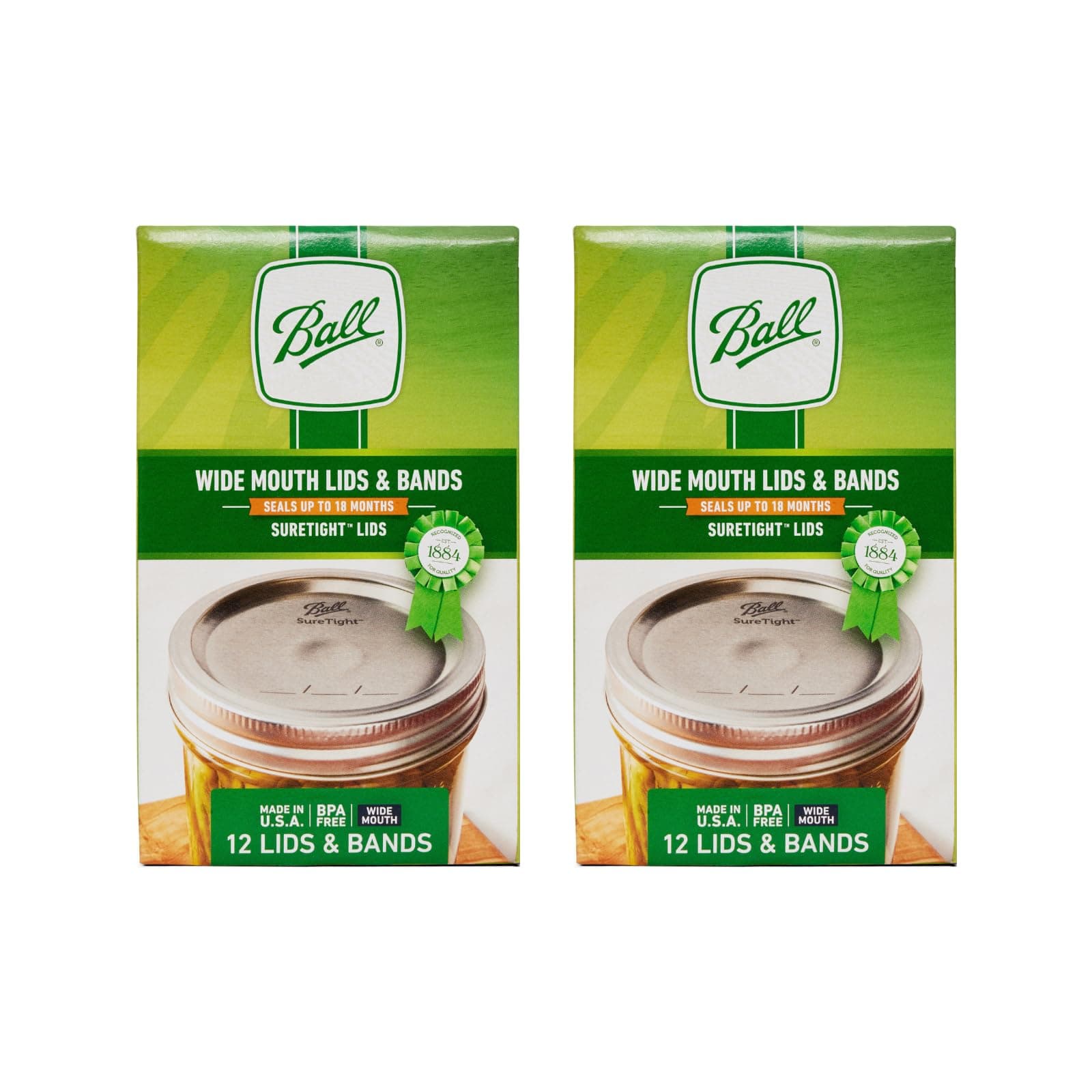 Mason Jar Lids with Bands, Wide Mouth, 12 CT (Pack of 2)