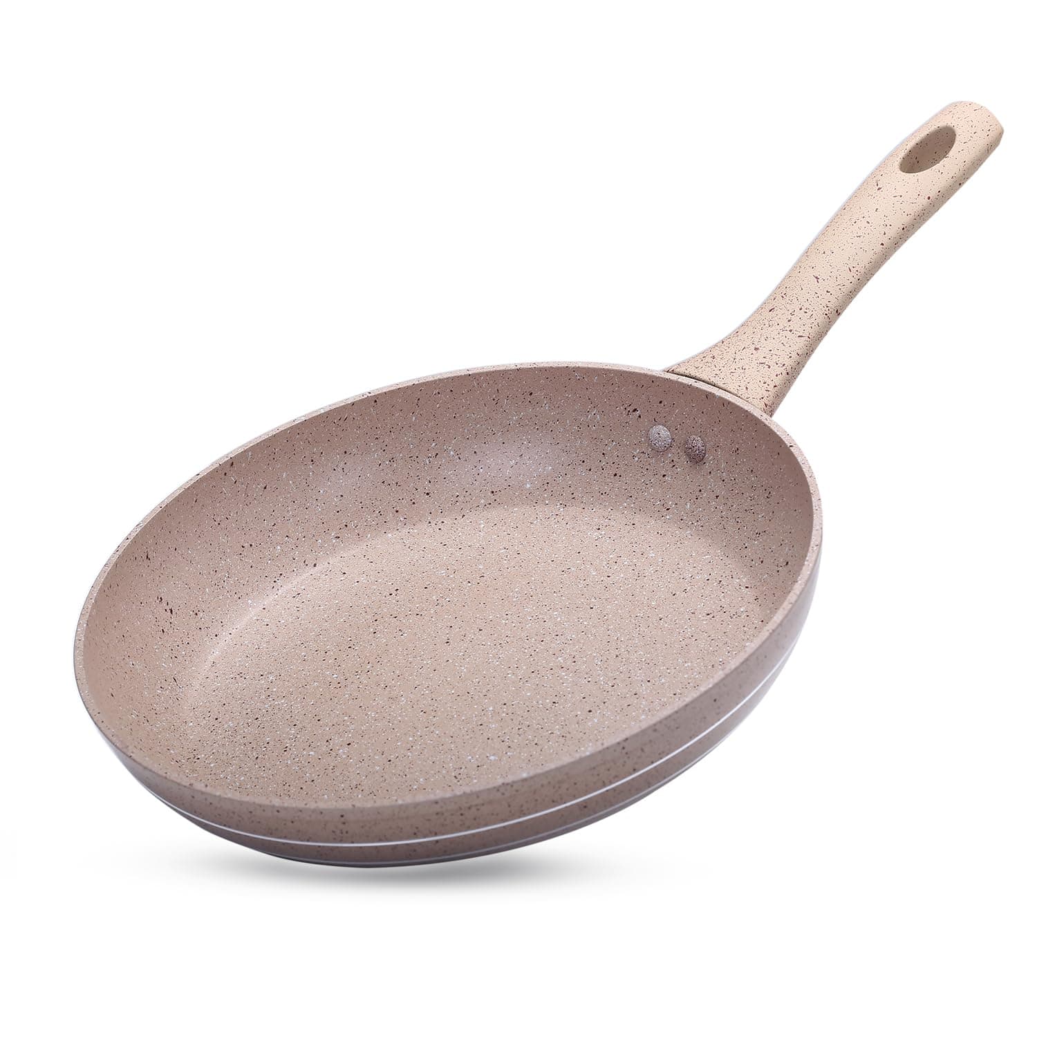 Royalford 20 C.M Smart Fry Pan 5 Layer Granite Non Stick Coating Pan Multiple Hob Compatibility Heat Resistant Handle With Hanging Loop Ideal Frying, Cooking, Sauteing & More, Beige, Rf9461Bge, 20 CM