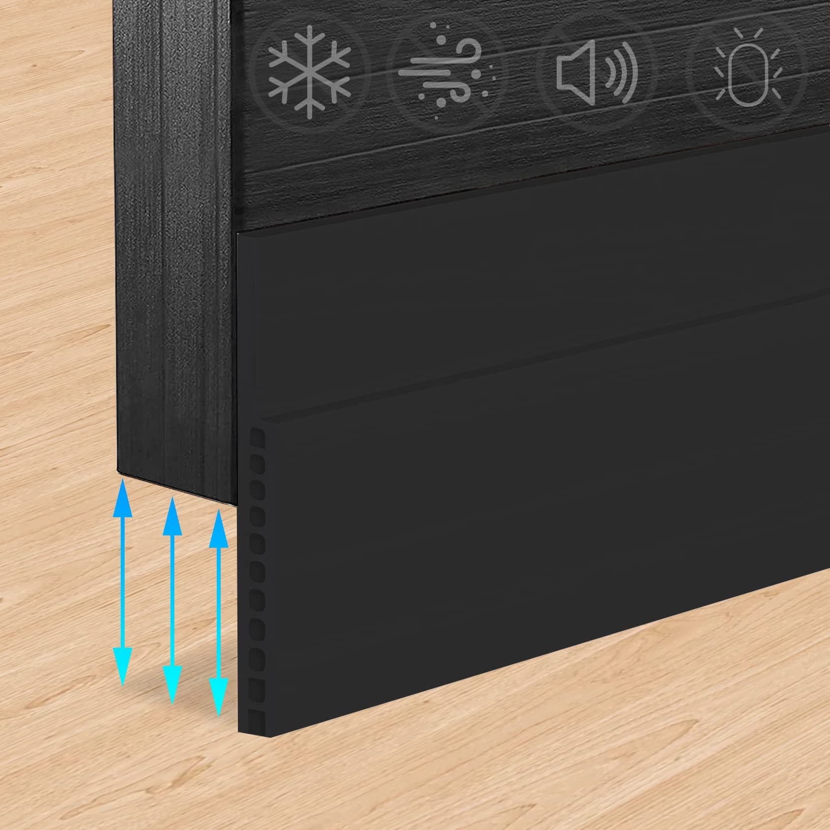 Door Draft Stopper for Huge Gap,3" W x 39" L Adjustable Widened Under Door Seal for Exterior/Interior Doors,Under Door Draft Blocker Soundproof/Insulator Door Sweep Weather Stripping,1 Pack Black