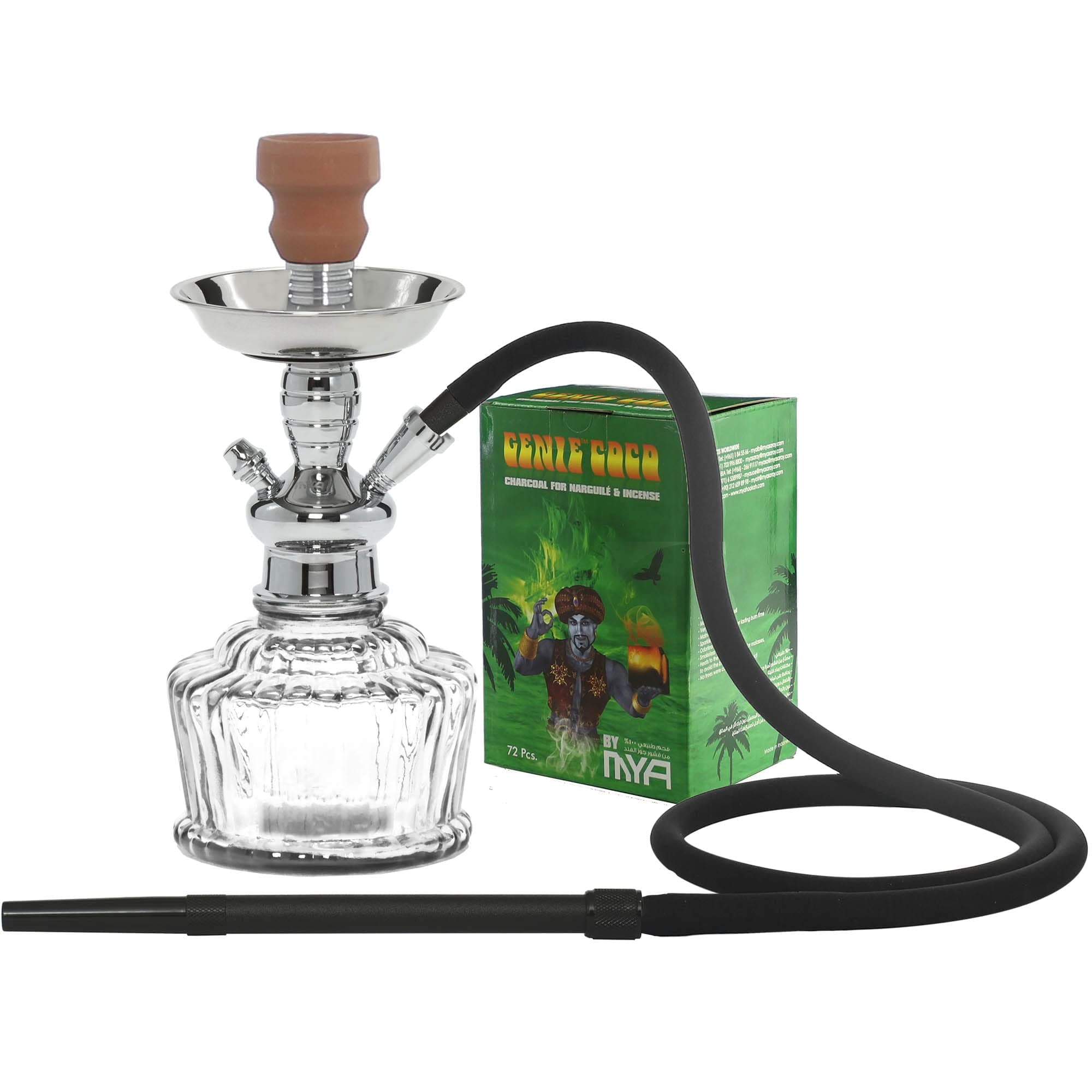 263-100 Hookah Gift Package - Small Portable Shisha Set with Everything - Travel Hookah Hose Silicone - Clear