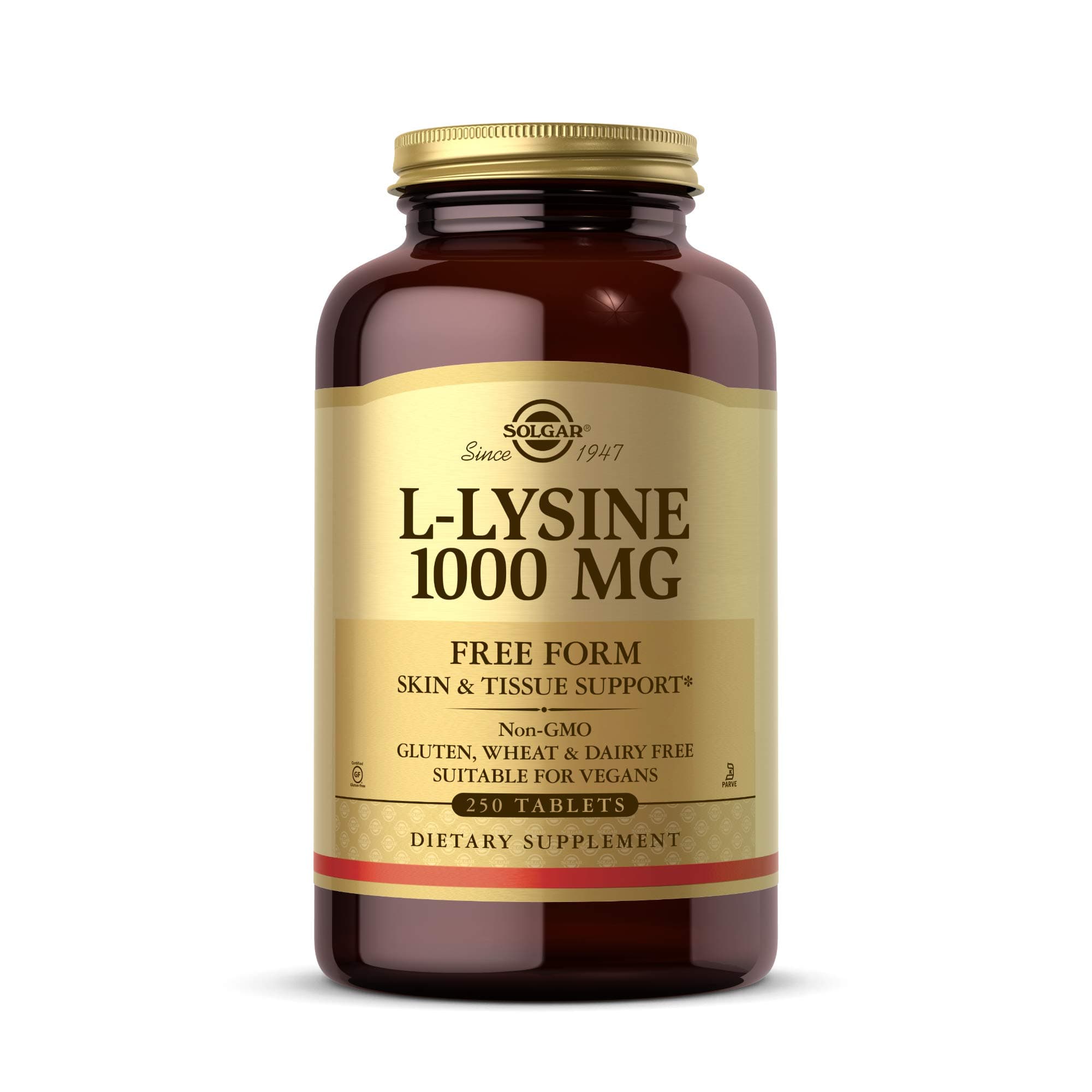 L-Lysine 1000 mg, 250 Tablets - Enhanced Absorption and Assimilation - Promotes Integrity of Skin and Lips - Collagen Support - Amino Acids - Non-GMO, Vegan, Gluten Free - 250 Servings