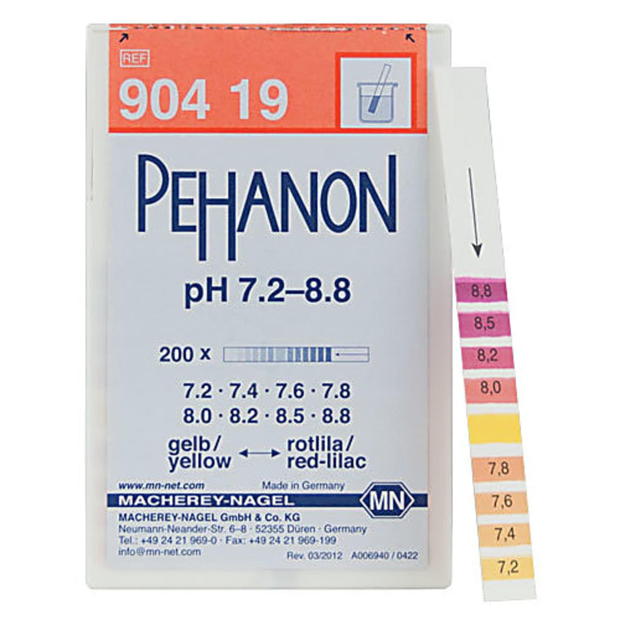 90419, Pehanon pH 7.2-8.8, Box of 200 Strip