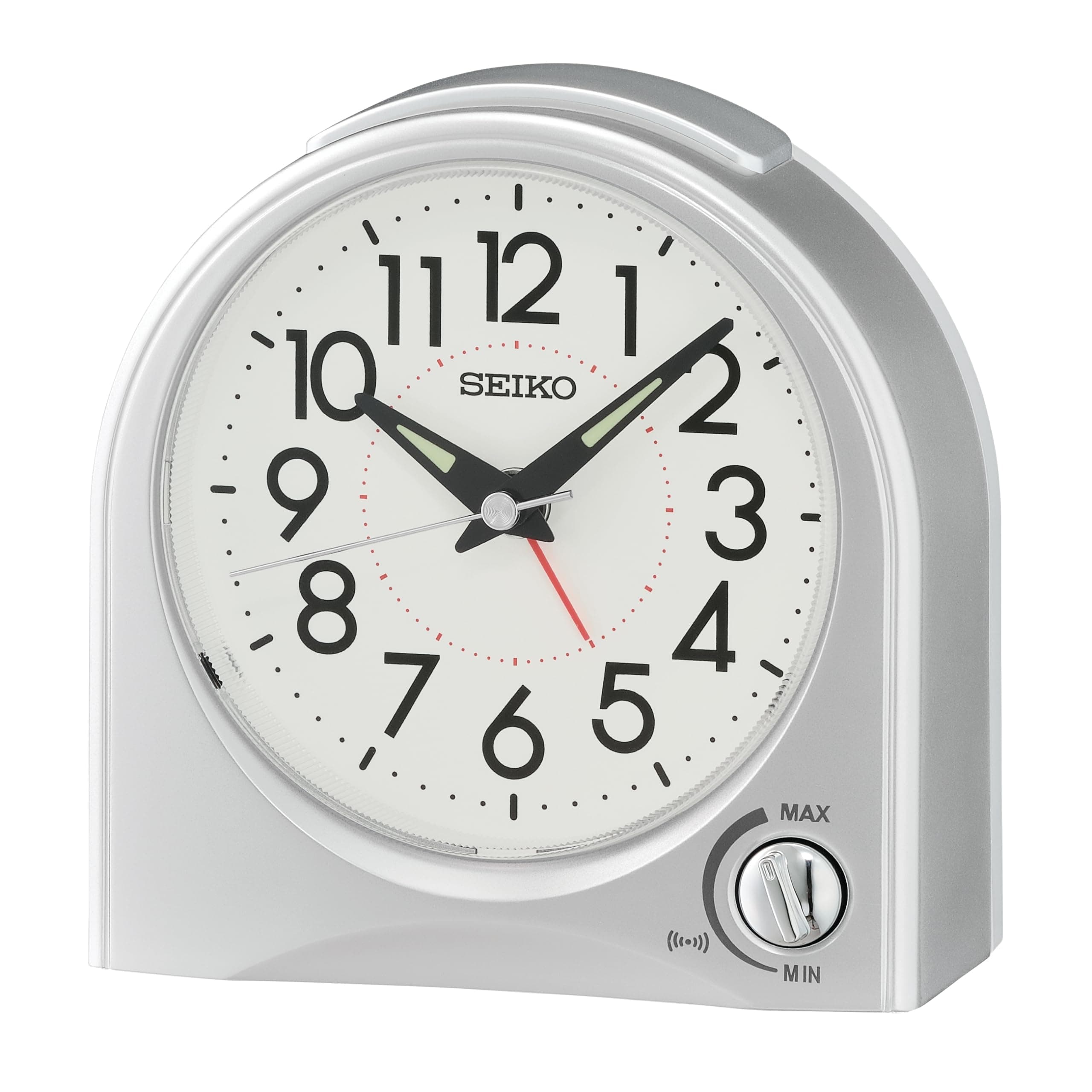 SEIKO Maris Non Ticking Desk/Alarm Clock, Silver