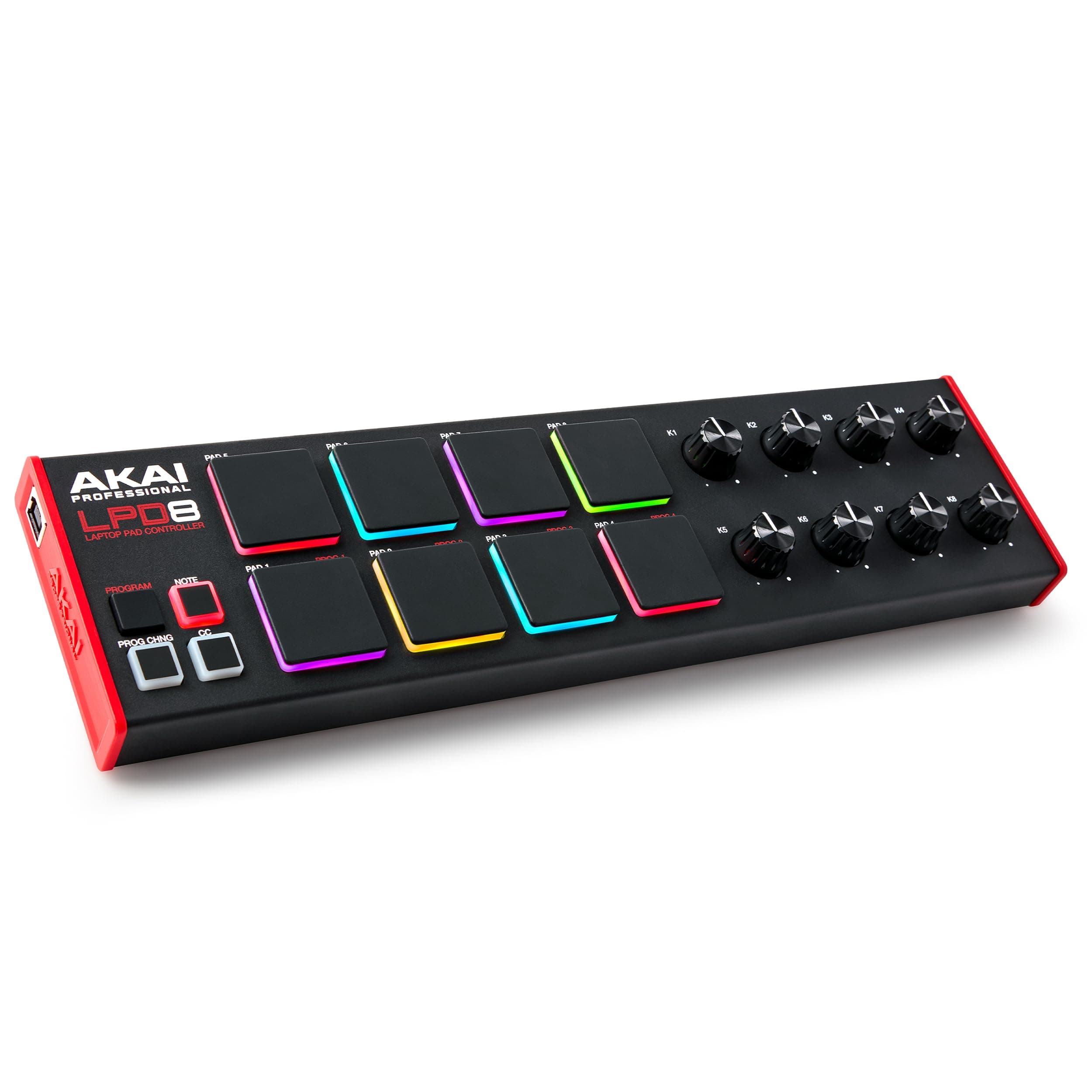 USB MIDI Controller MPC Drum Pad x 8 with 8 Assignable Knobs, Includes Music Production Software, Compatible with Mac/Win PC LPD8 Black