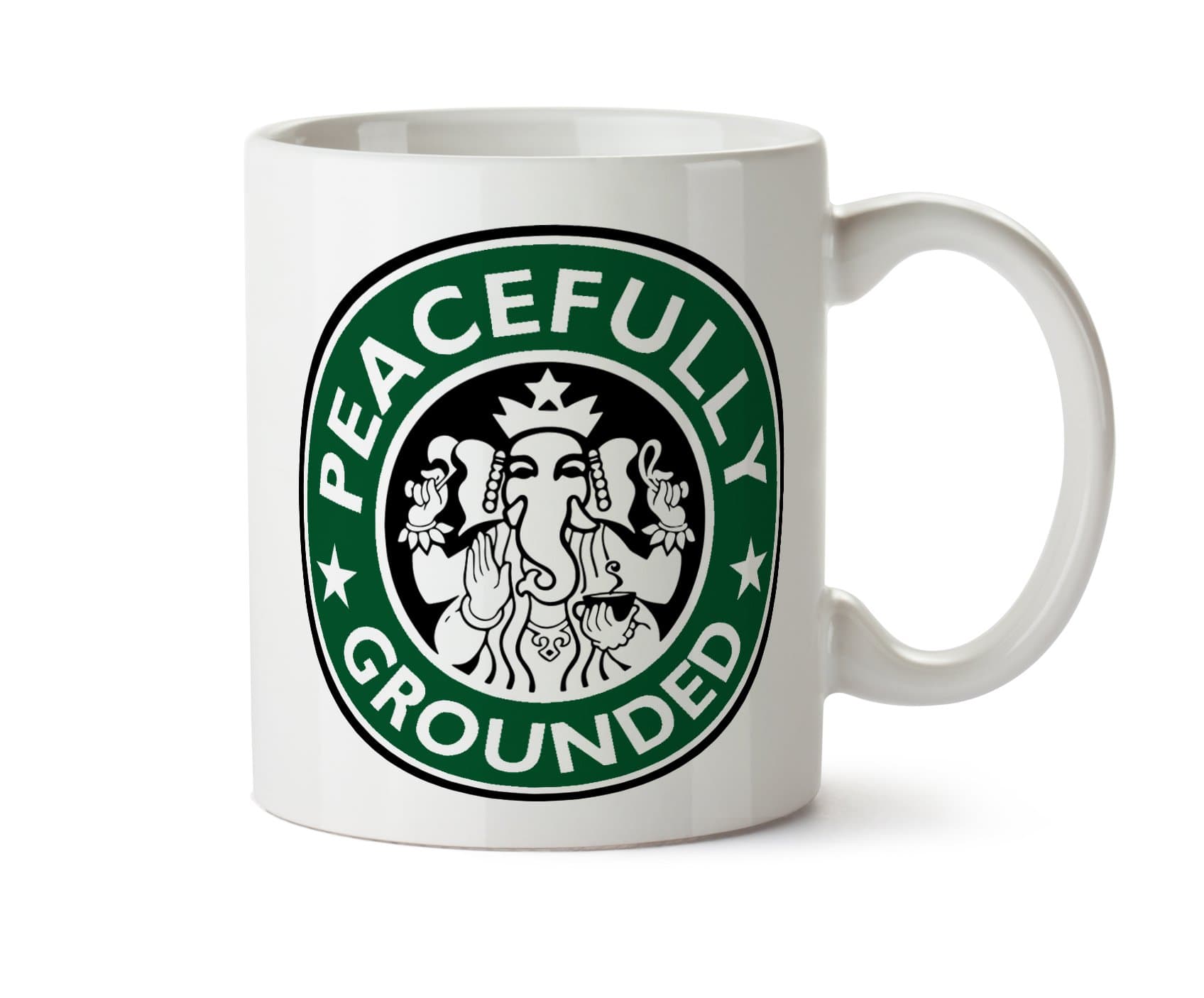 Ganesh Peacefully Grounded Ganesha Coffee Mug 11 Ounce Tea Tranquility Ohm Om