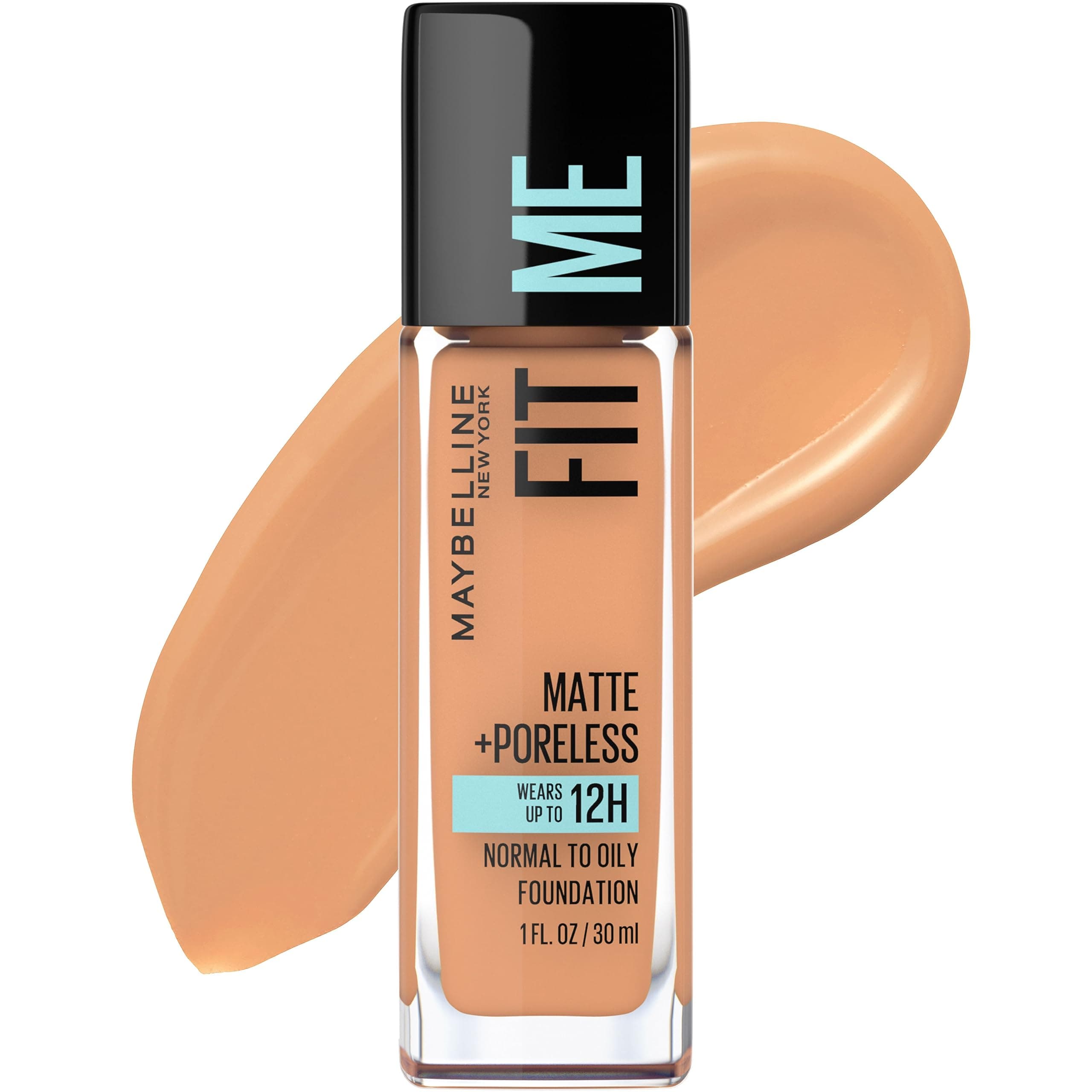 Fit Me Matte + Poreless Liquid Oil-Free Foundation Makeup, Warm Honey, 1 Count (Packaging May Vary)