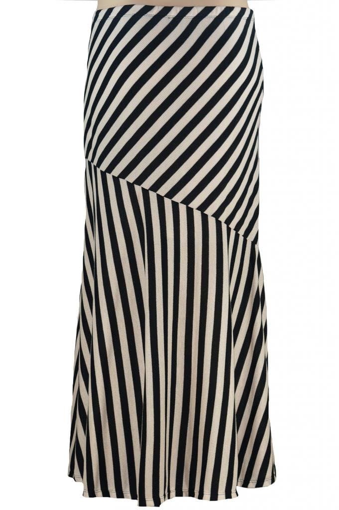 Yummy Plus Women's Plus Size Stretchy Striped Maxi Skirt