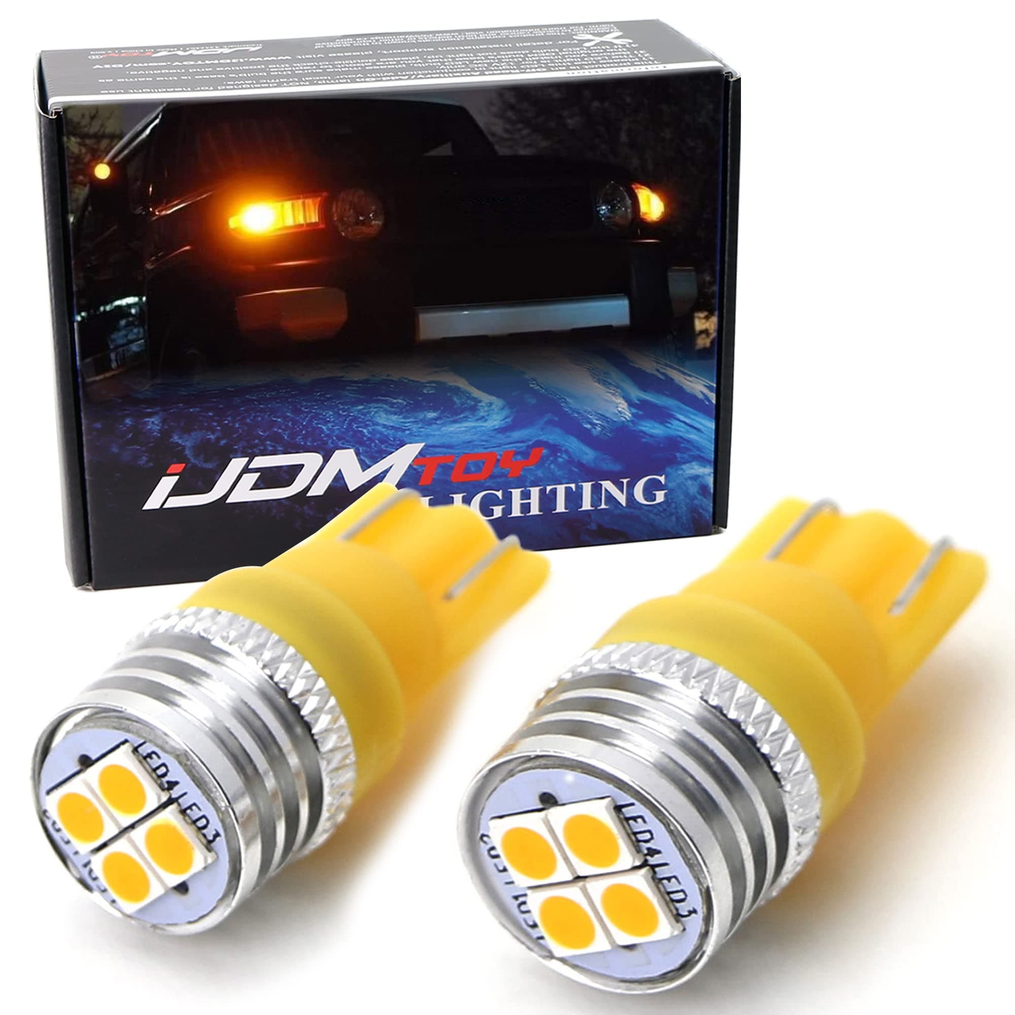 JDM Amber Yellow 4-SMD High Power LED Side Mirror Replacement Bulbs Compatible With 2007-2014 Toyota FJ Cruiser