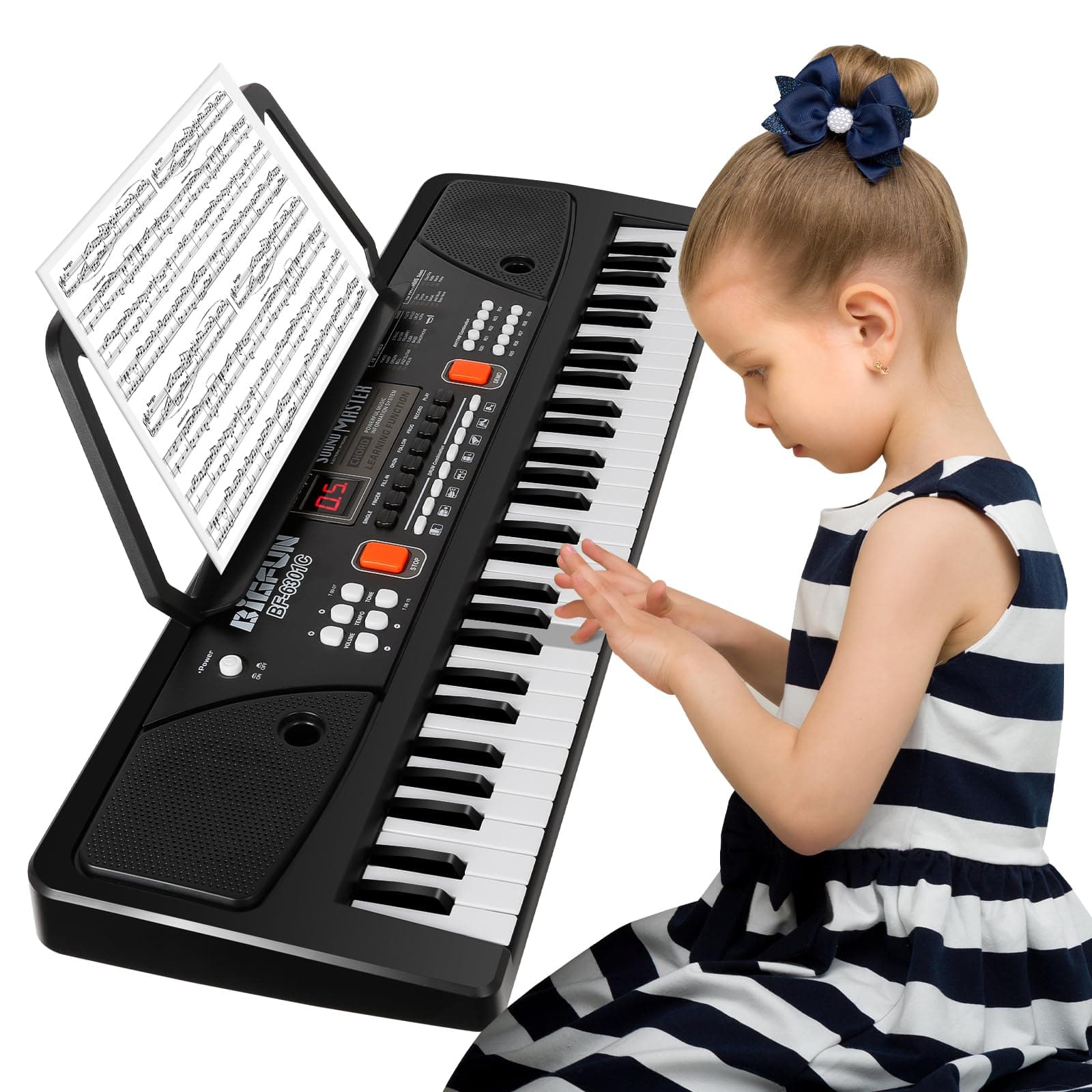 Piano for Kids with Microphone, Keyboard Piano for Beginners Electronic Keyboard 61 Keys with Dual Speakers/LED Display/AUX-in Jack/Music Stand Piano Toys for Boys Girls Ages 3-12