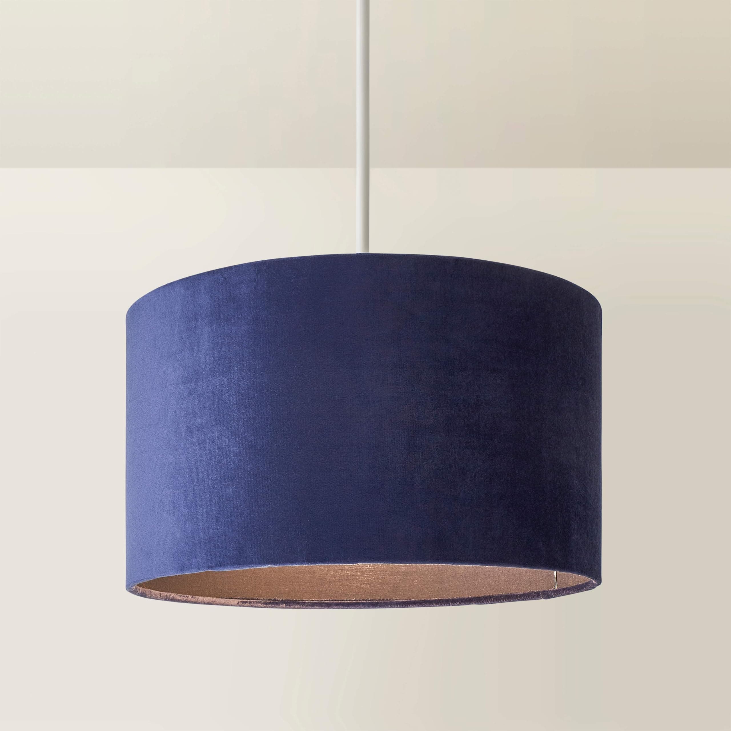 MiniSun | Medium Modern Navy Blue Velvet Drum Light Shade | Lamp Shades, Home Décor & Improvement Essential | 35cm Shade Width