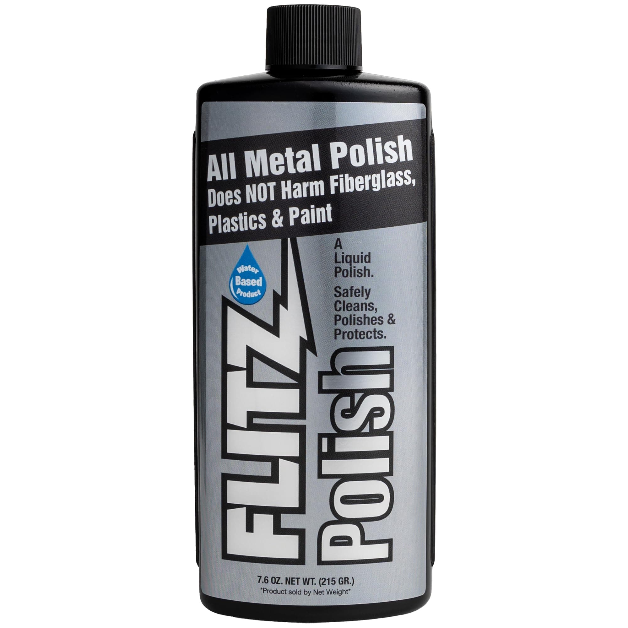 FLITZ Multi Purpose Metal Polish Liquid - 7.6oz USA-Made Tarnish Remover - For Aluminum, Chrome, Brass, Nickel, Silver - Non-Abrasive Cleaner & Restorer - Not for Patina or Electroplated Finishes