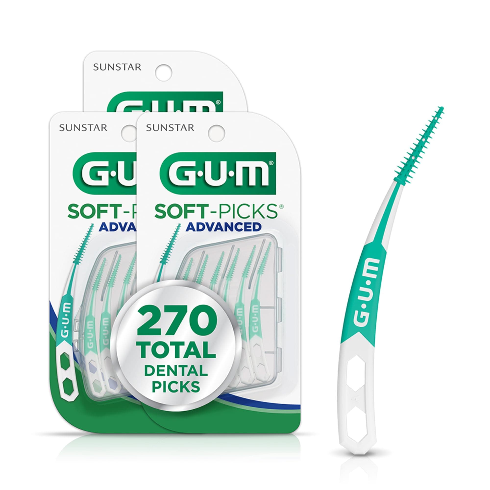 gum soft picks advanced-count soft flexible bristles, 270 ct.