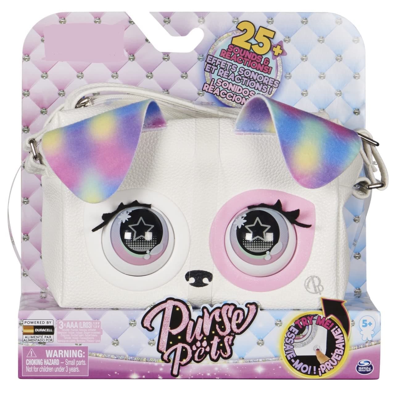 Purse Pets - Rainbow Pup Dog Interactive with Over 25 Sounds and Reactions - Kids Toys for Girls Ages 5 and up, Multicolored