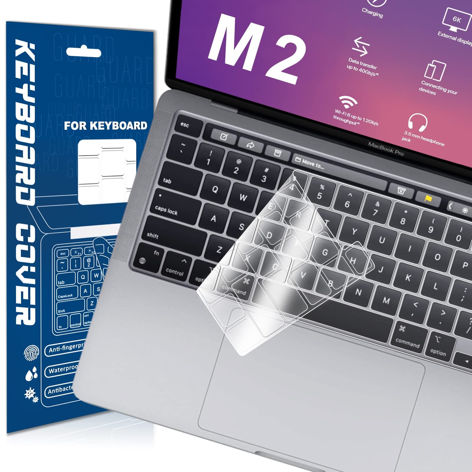 Clear Ultra Thin TPU Keyboard Cover for 2022 MacBook Pro 13" M2 Chip(2022)/M1 Chip (2020) / MacBook Pro 16"(2019/2020), Model Number A2338 A2289 A2251 A2141 US Layout Keyboard Protector Accessories