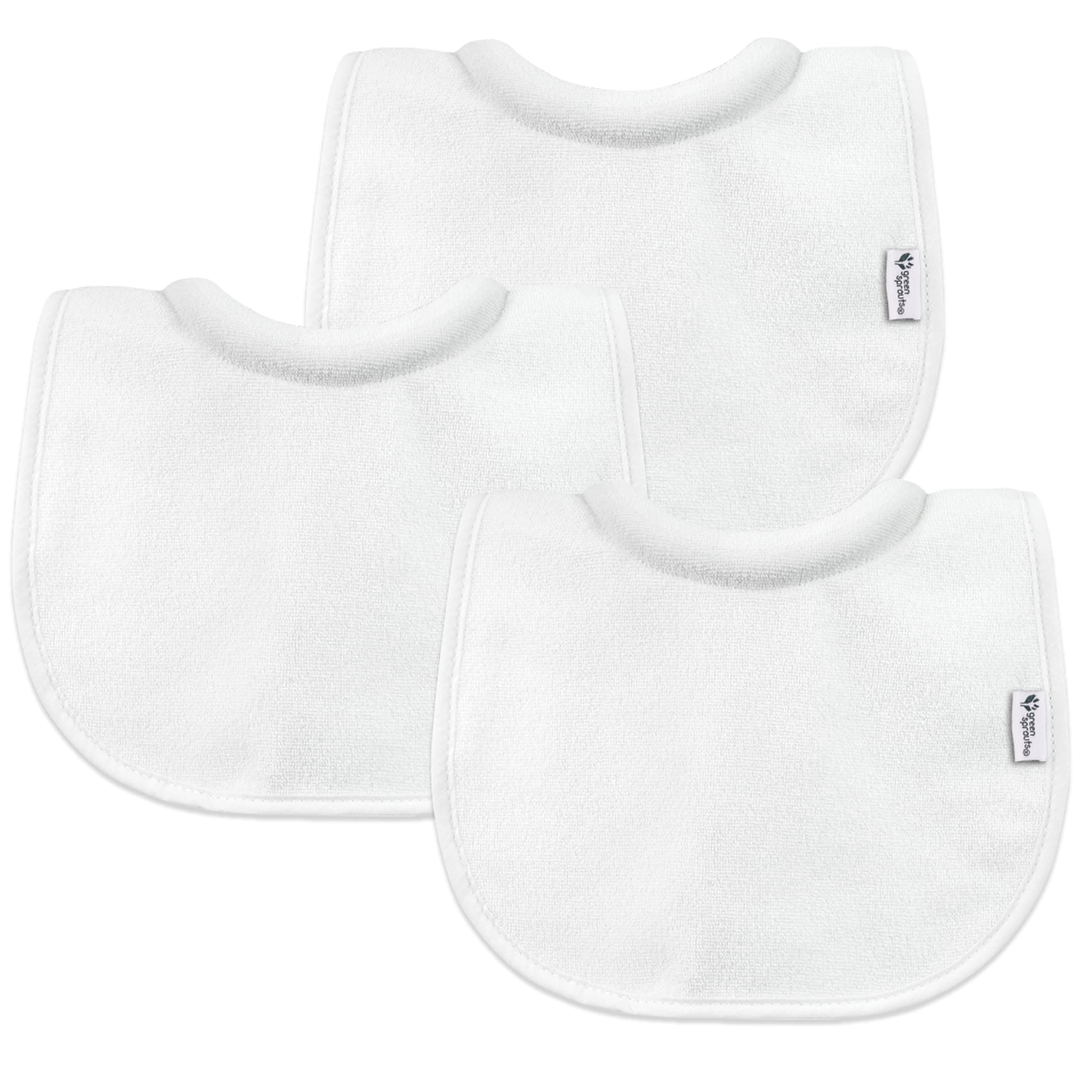 Green Sprouts - Stay-Dry Milk-Catcher Bibs (3 Pack) - White - 0-6M