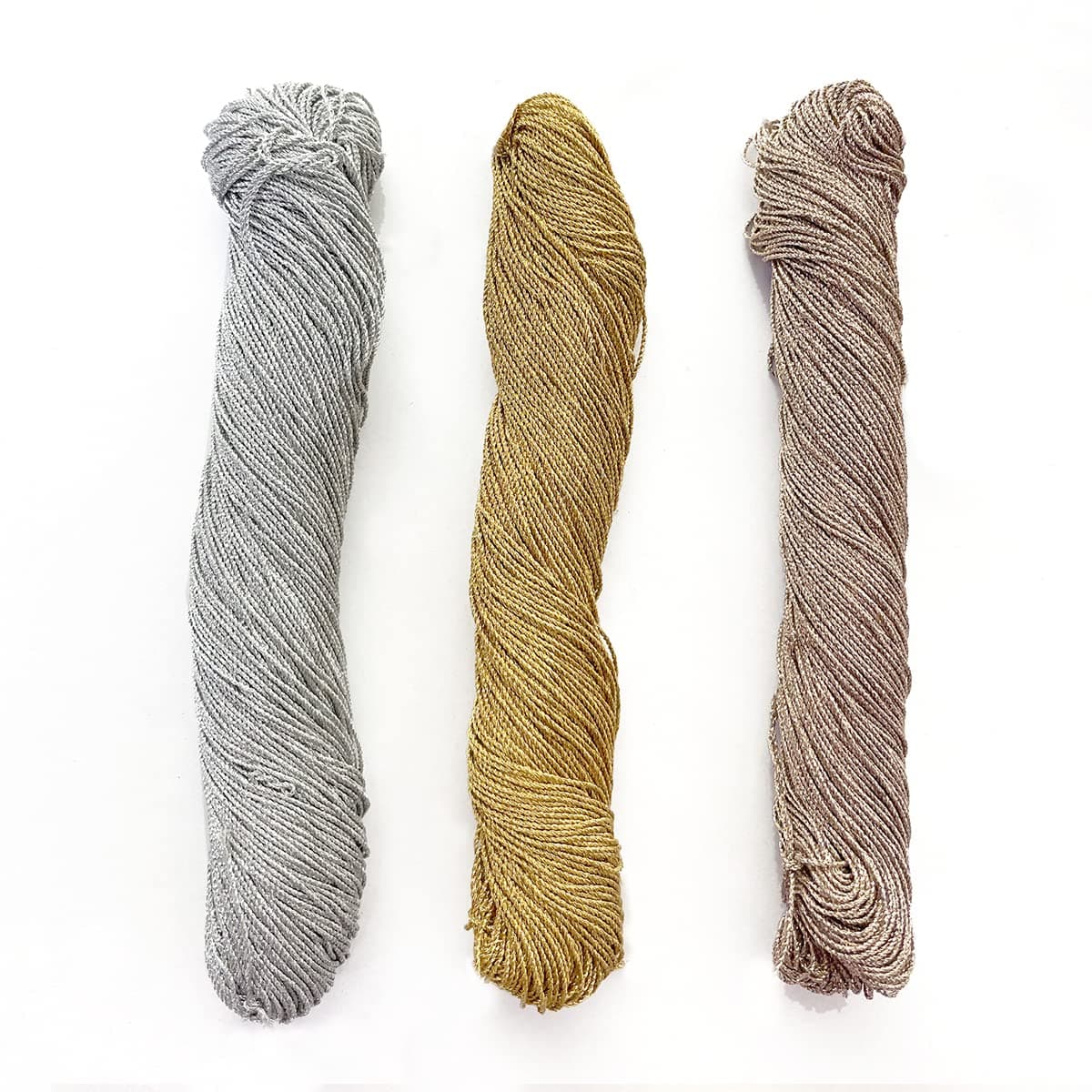 Embroiderymaterial 1MM Thick Metallic Zari Thread Set (Silver, Gold, Rose Gold) 3 Skeins 100g Each | Jewellery Making Thread, Aari Work Dori, Gold Silver Embroidery & Bracelet String
