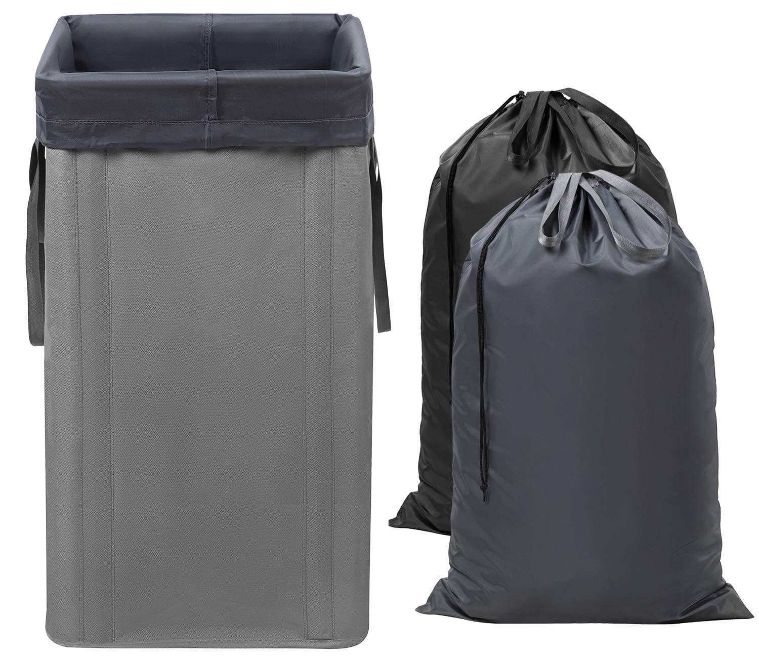 WOWLIVE Large Laundry Hamper with 2 Removable Bags 74L Foldable Laundry Basket with Handle Clothes Hamper Tall Dirty Clothes Bag for Traveling Collapsable & Easy to Install Grey (24.5x13x13 In)