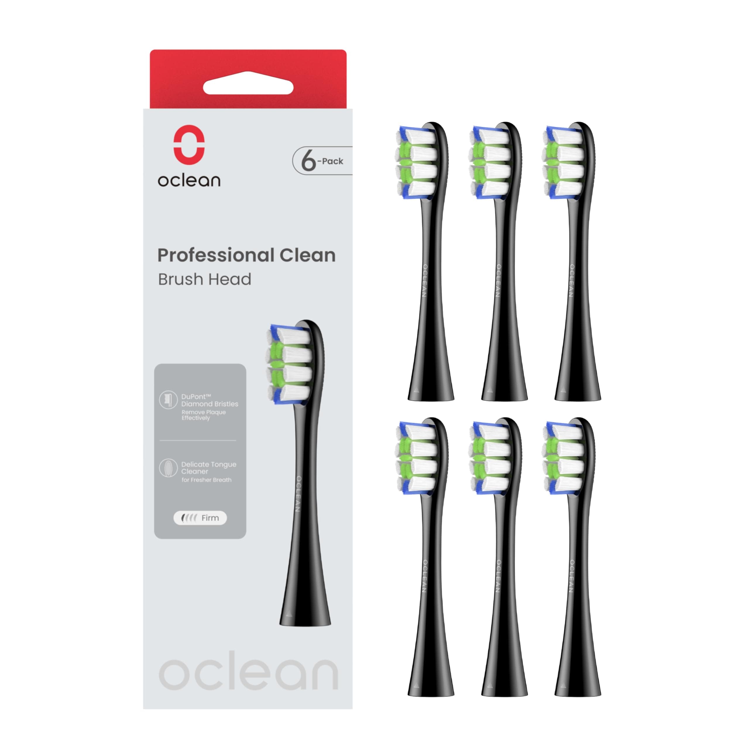 Oclean Professional Toothbrush Heads Refill Black 6 Packs