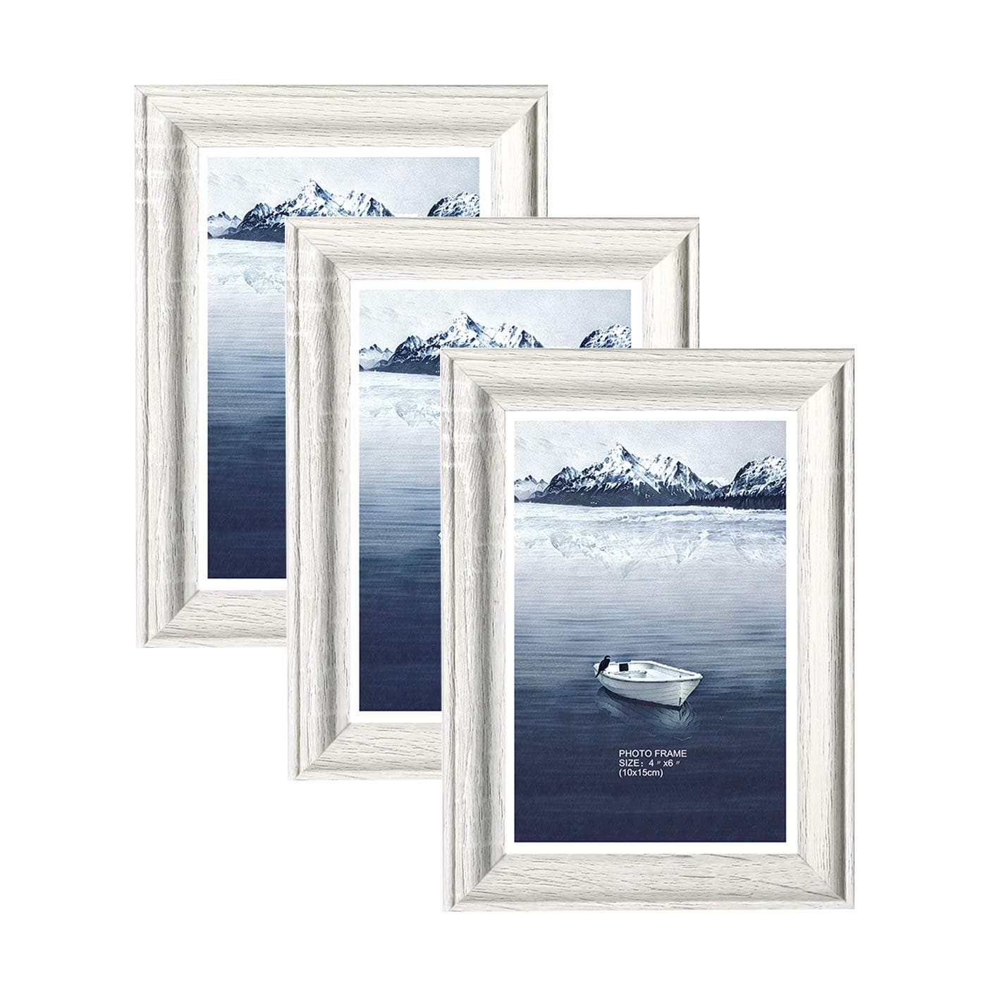 Photo Frames 3 Pack Picture Frame with High Definition Glass for Desktop Display and Wall Mounting (Ivory White, 4X6)