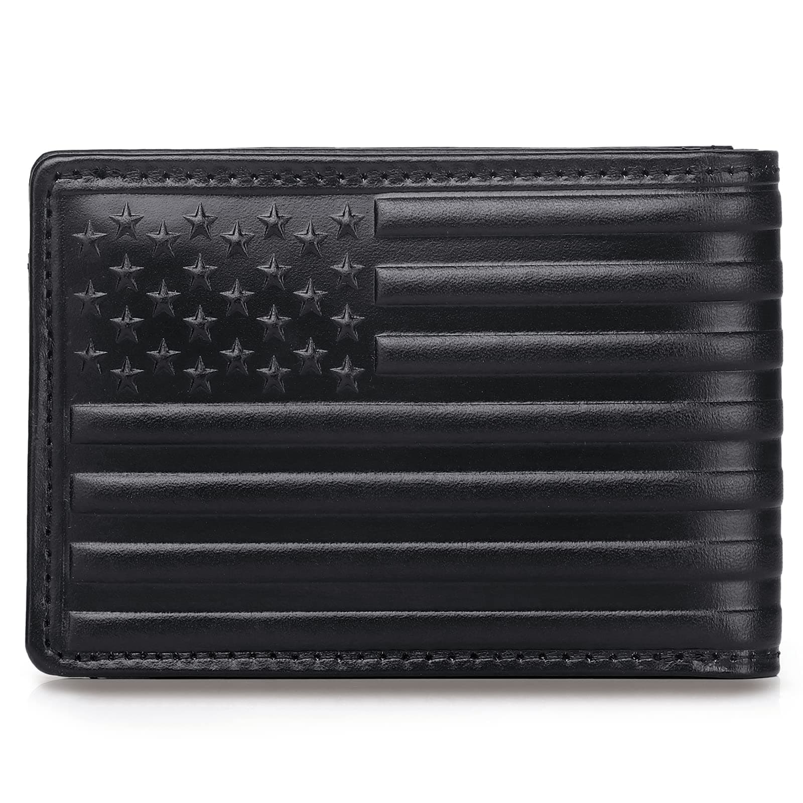 Pefiam Full Grain Leather Wallets for Men, Bifold Wallets for Men, Mens Leather Wallets with 12 Slots, RFID Blocking, Gifts for Men (USA Flag, Black)
