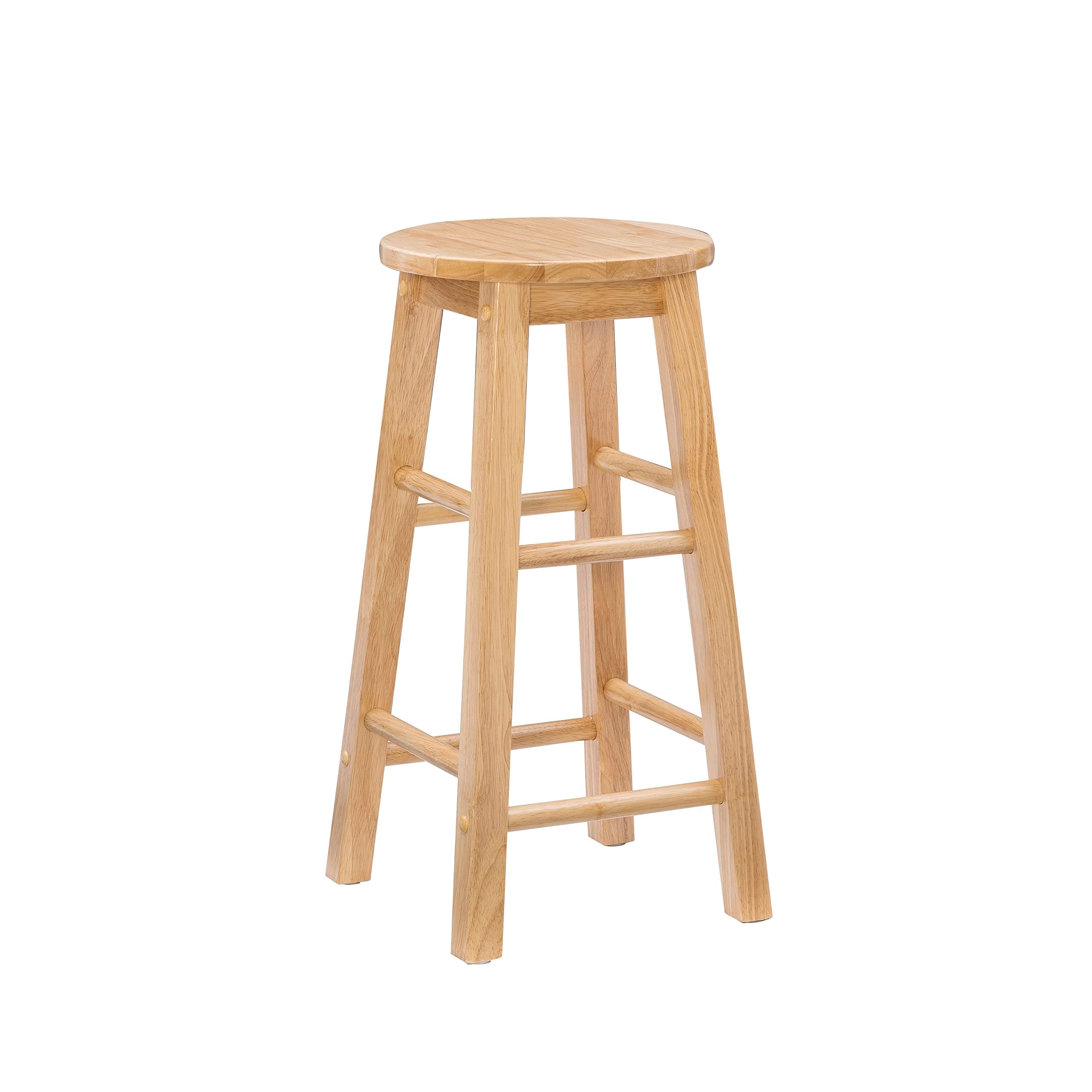 Natural Barstool with Round Seat, 24-Inch