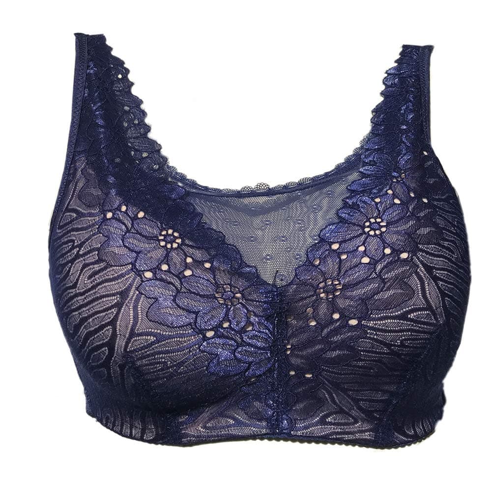 BIMEI Mastectomy Bra Pocket Bra for Silicone Breast Forms Comfortable Underwear Wire-Free bra8708 (40C, Blue)