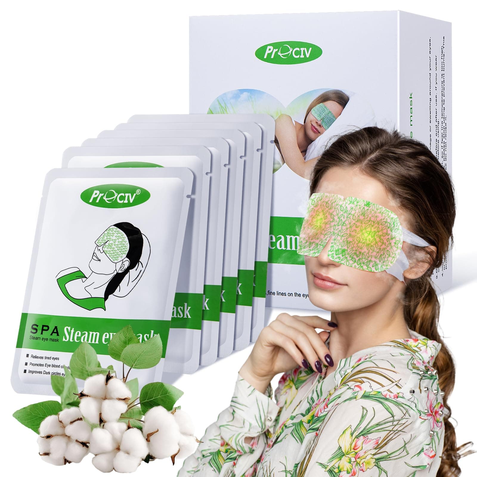 ProCIV 16 Packs Steam Eye Mask Warming Eye Mask Self Heating Eye Mask Sleep Mask for Dry Eyes Fatigue Disposable Moist Hot Compress Eye Patch Great Gifts for Women and Men (Unscented)