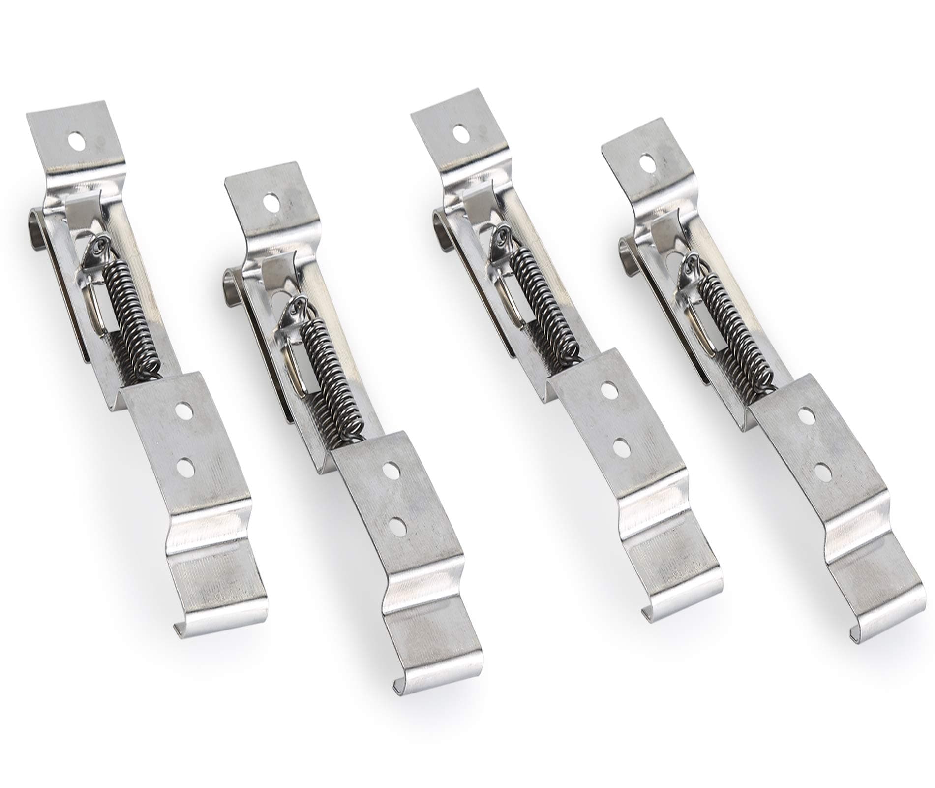4 Pieces Trailer Number Plate Holders Clips License Plate Brackets Stainless Steel Spring Loaded Numberplate Clamps for Standard Numbers Plates 11cm x 52cm, Ideal for Trailers and Caravans