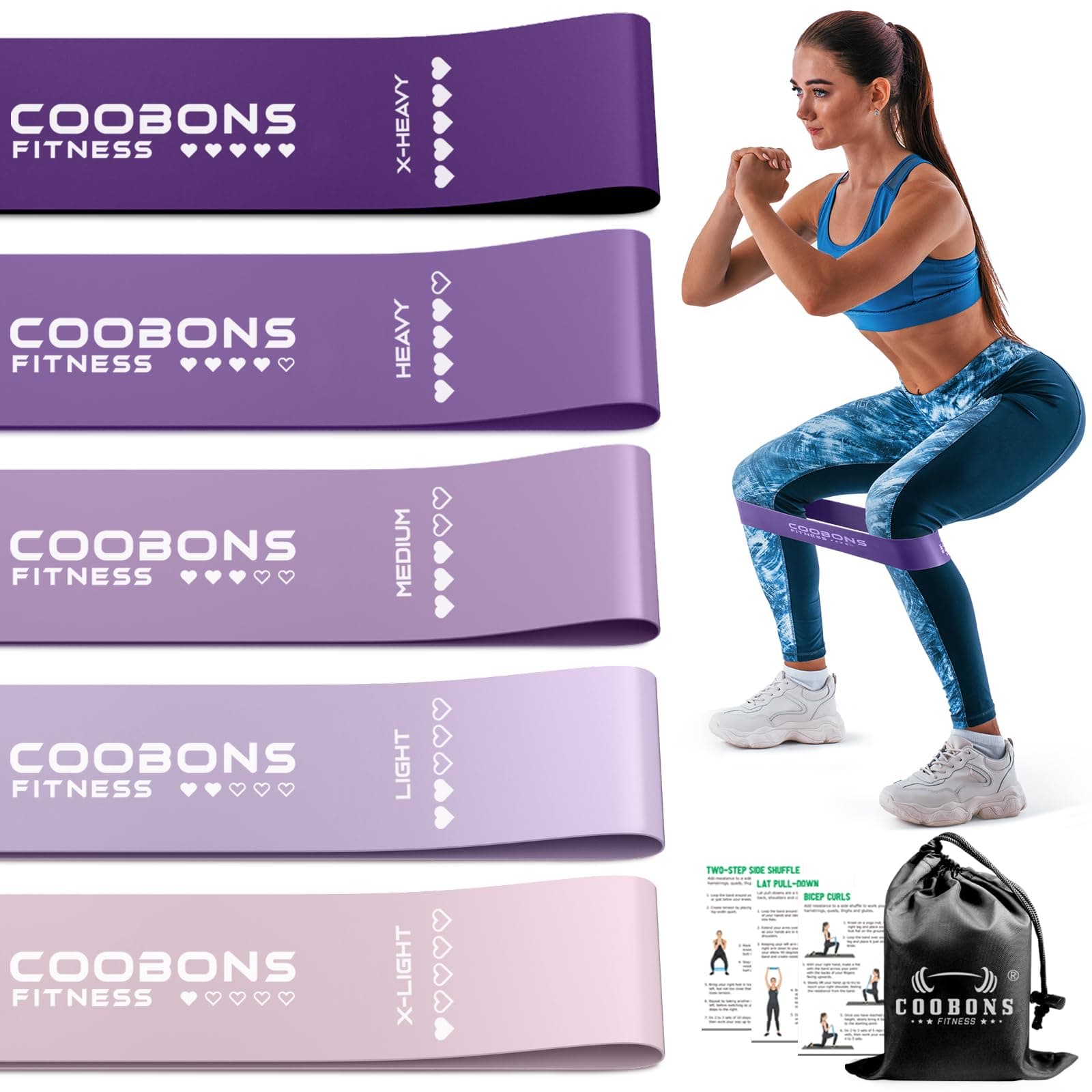 Resistance Bands for Working Out, Exercise Bands Resistance Bands Set with 5 Resistance Levels, Latex Loop Bands for Women Men, Workout Bands for Legs, Glutes, Strength Training, Yoga, Home Gym