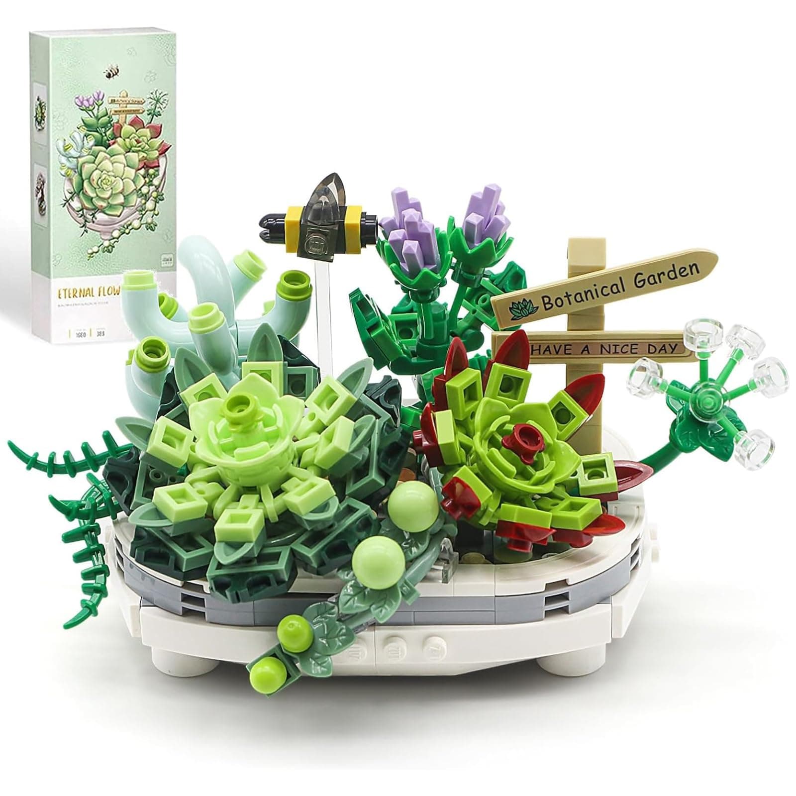 Succulent Bonsai Plant Sets, Mini Bricks Flower Botanical Building Kit for Teens Adults 14+, Room Or Home Decor (389 Pieces) - No Compatible Classic Bricks