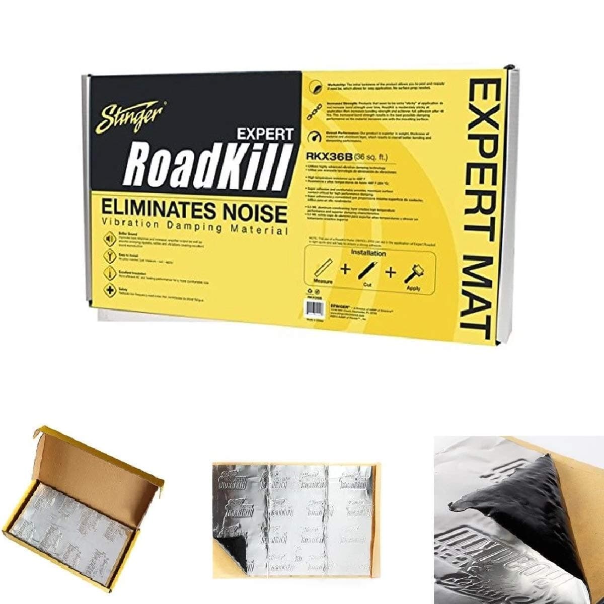 RKX36B Roadkill Expert Series Sound Damping Material Bulk Pack (Silver), BLACK