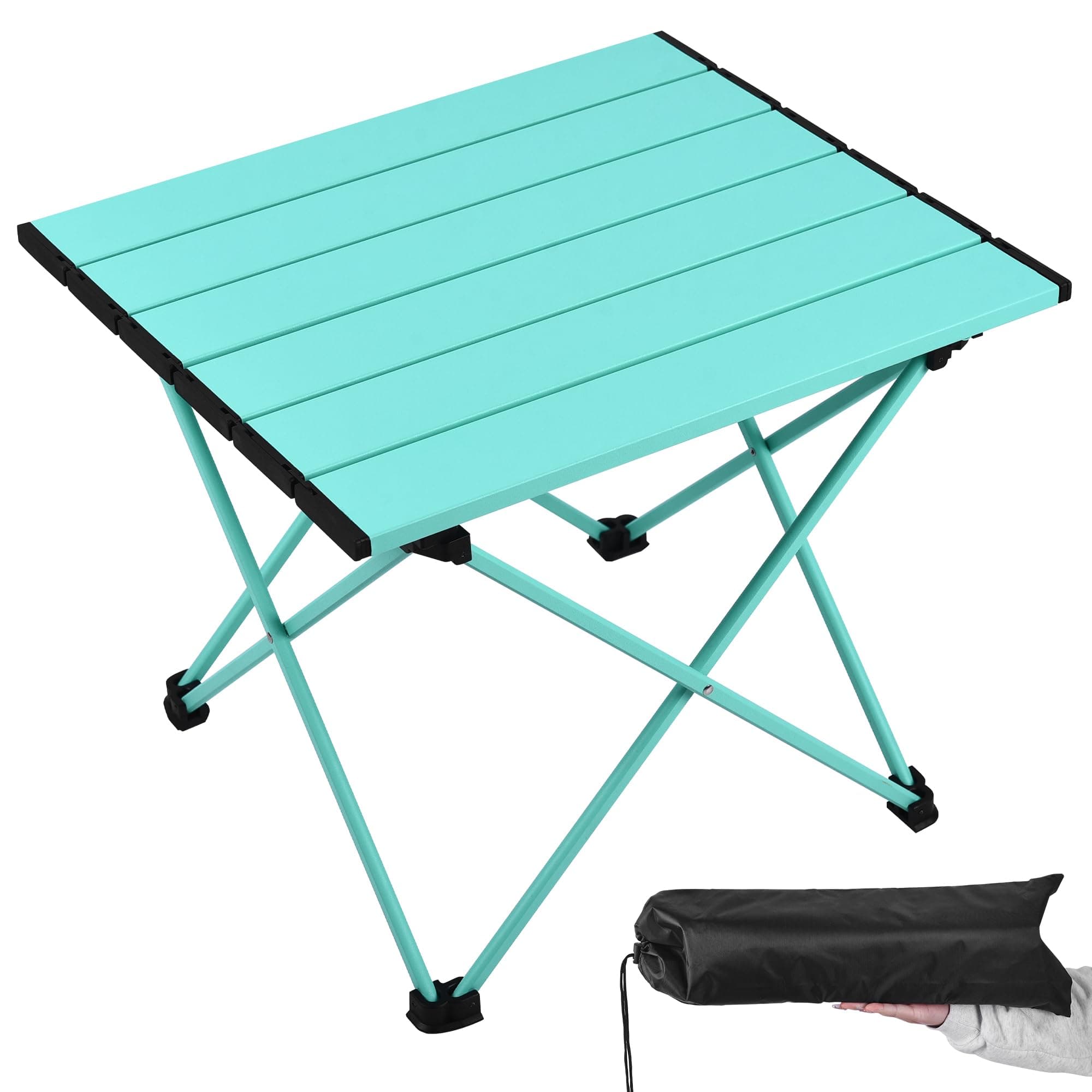 Grope Portable Camping Table with Aluminum Table Top, Folding Beach Table Easy to Carry, Prefect for Outdoor, Picnic, BBQ, Cooking, Festival, Beach, Home (Sky Blue-L)