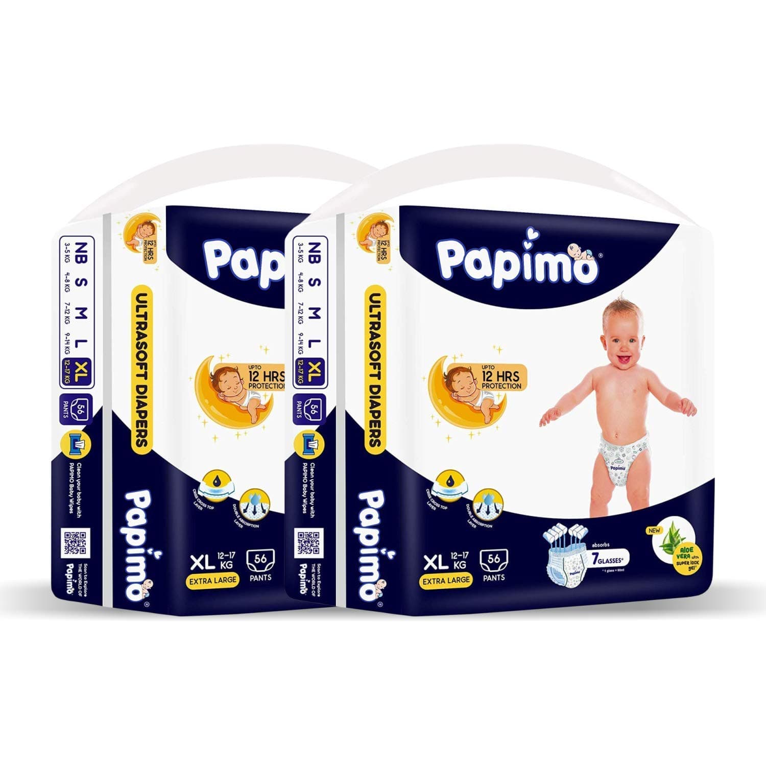 Papimo Diapers Pants with Aloe Vera Monthly Box Pack, Extra Large (112 Count)