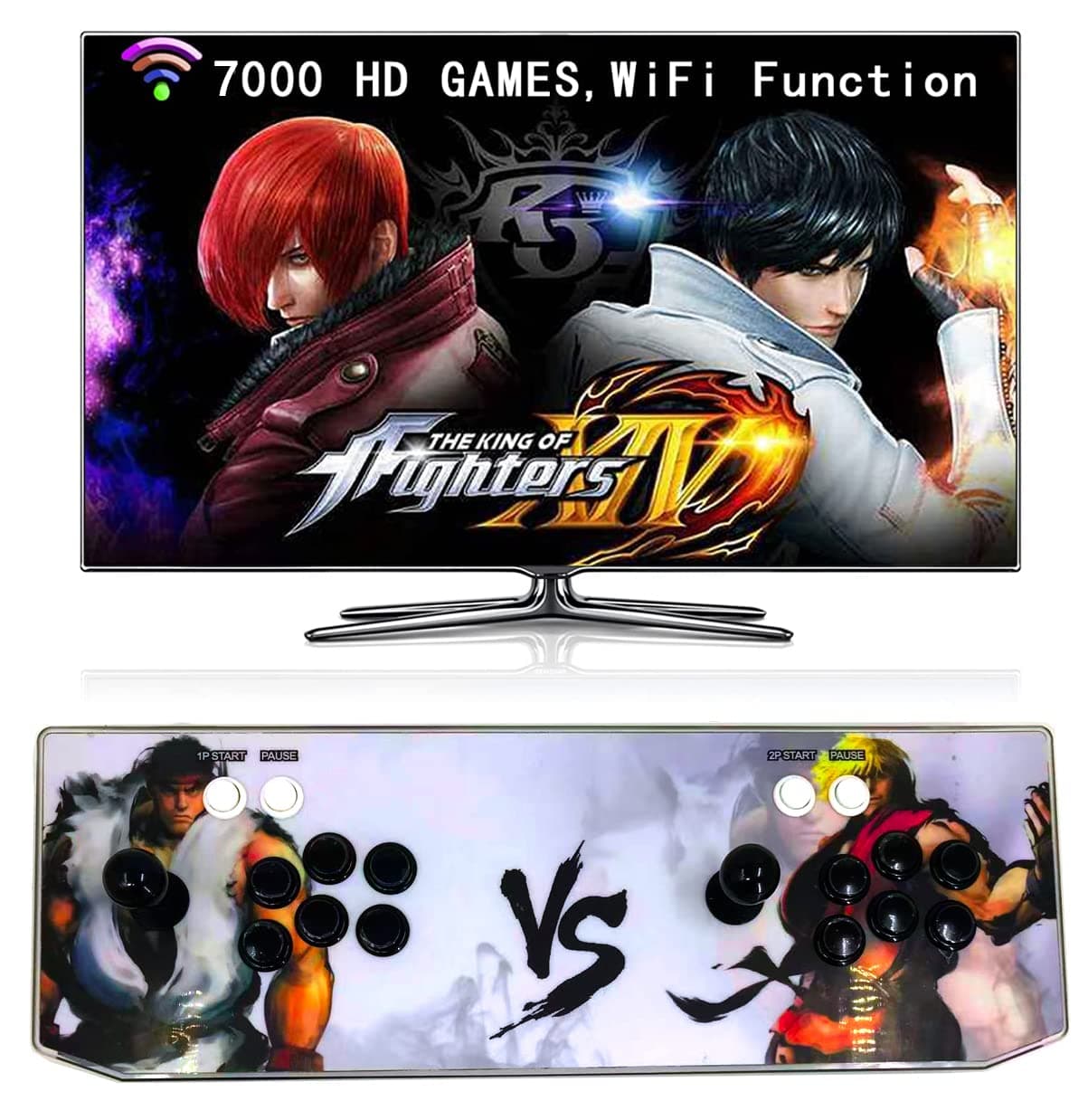 Games Arcade Game Console - 7000 Games Installed, WiFi Function to Add More Games, Support 3D Games, Search/Save/Hide/Pause Games, 1280x720P, Favorite List, 4 Players Online Game